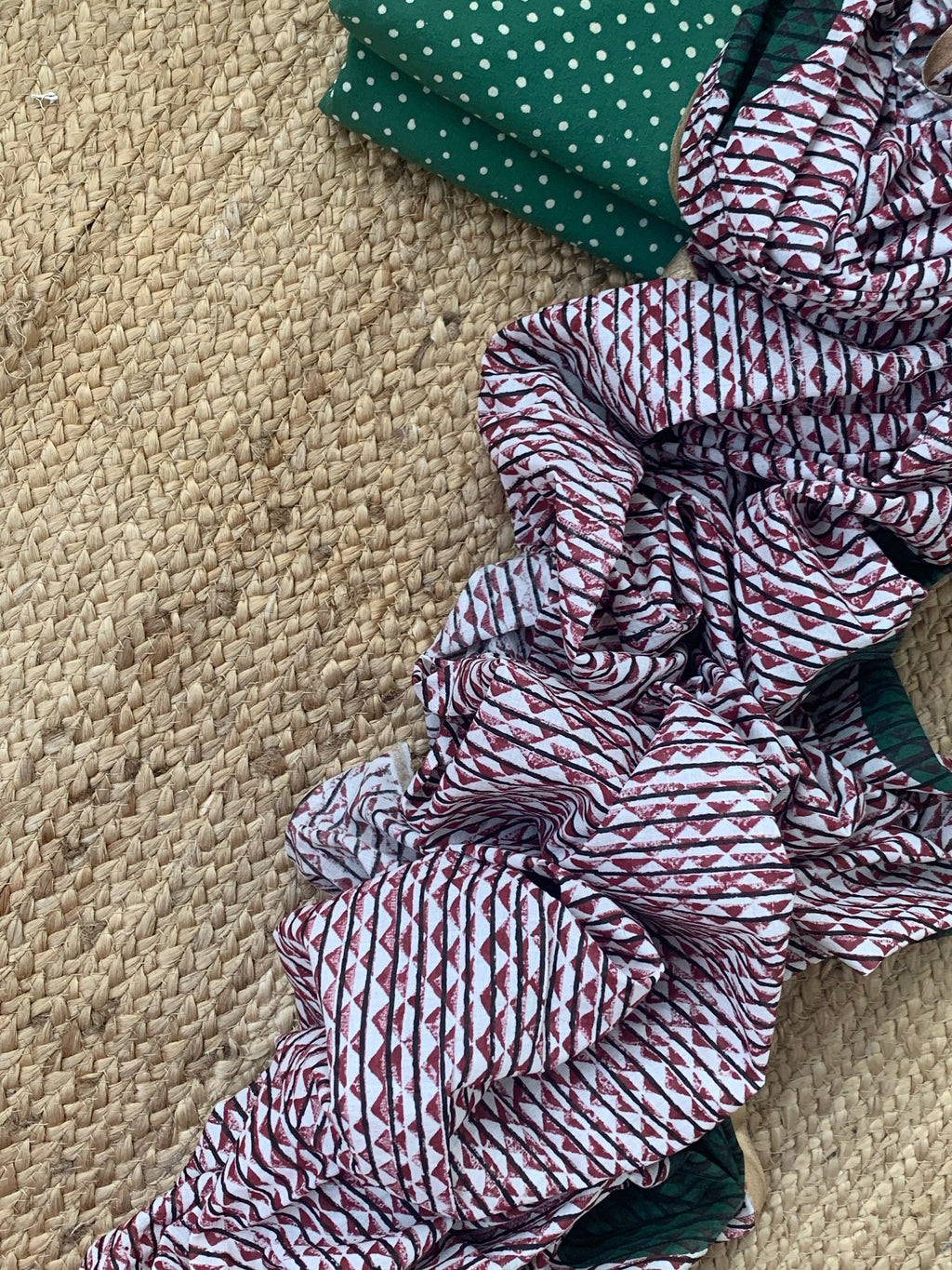 Handcrafted Cotton Mul Dupatta Suit - Grass Green