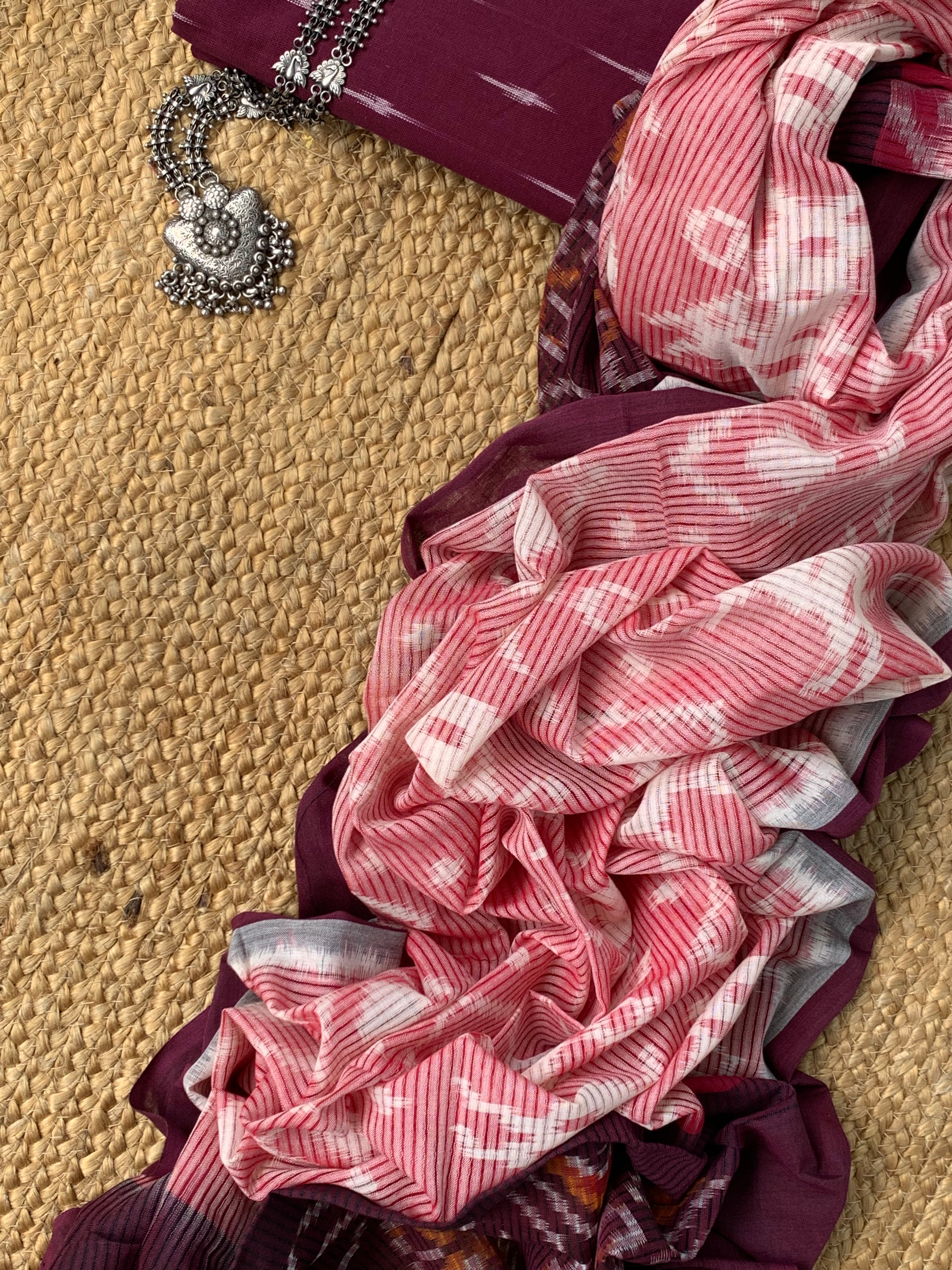 Ikat Weaving Kurta Dupatta Set