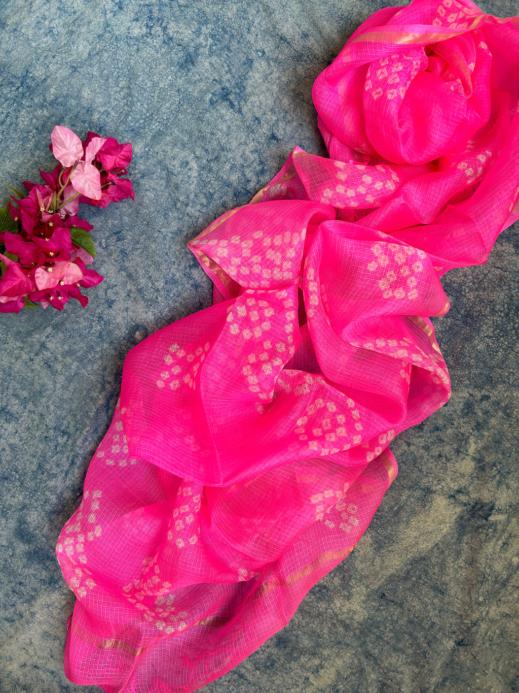 Handcrafted Tie-Dye Silk Kota Doria Dupatta