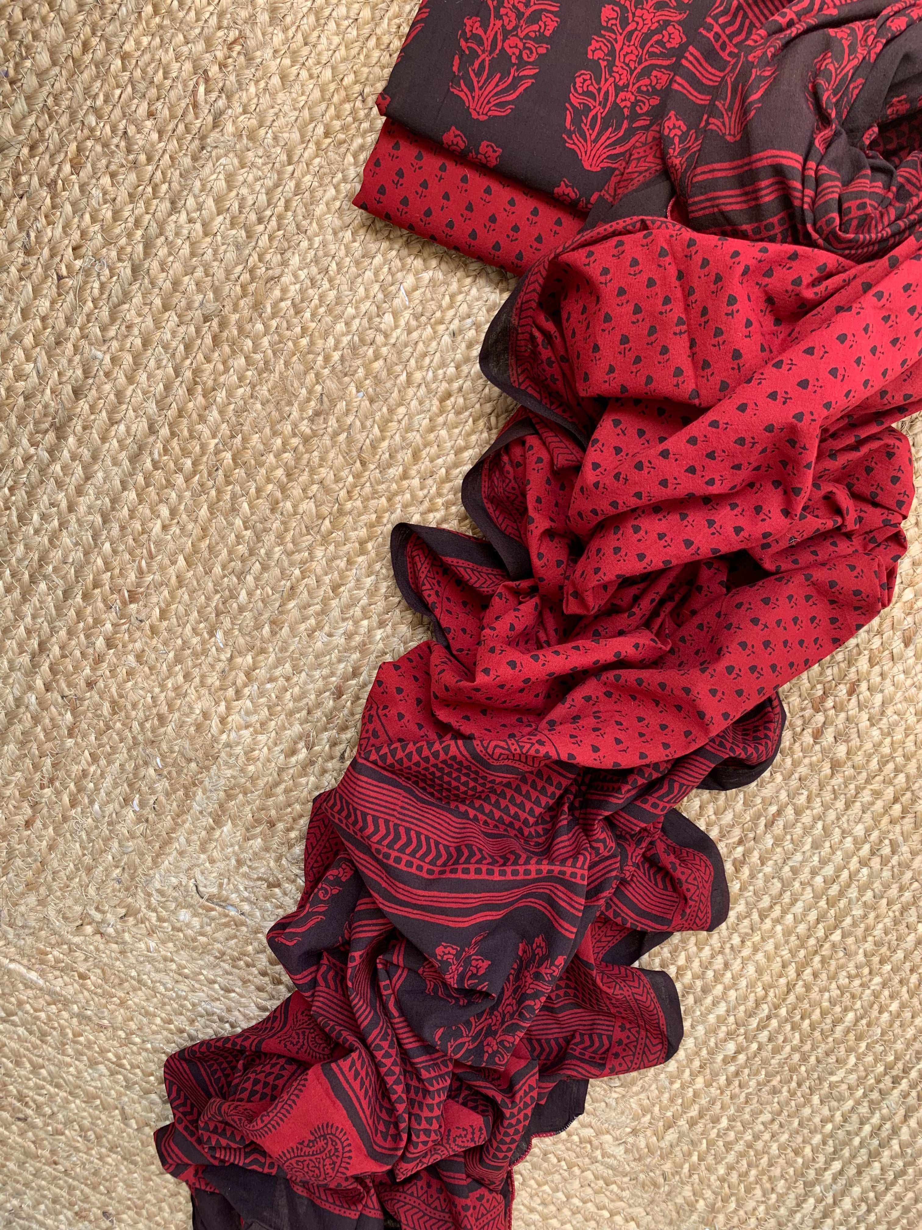 Natural Dyed Bagh Block Print Cotton Suit