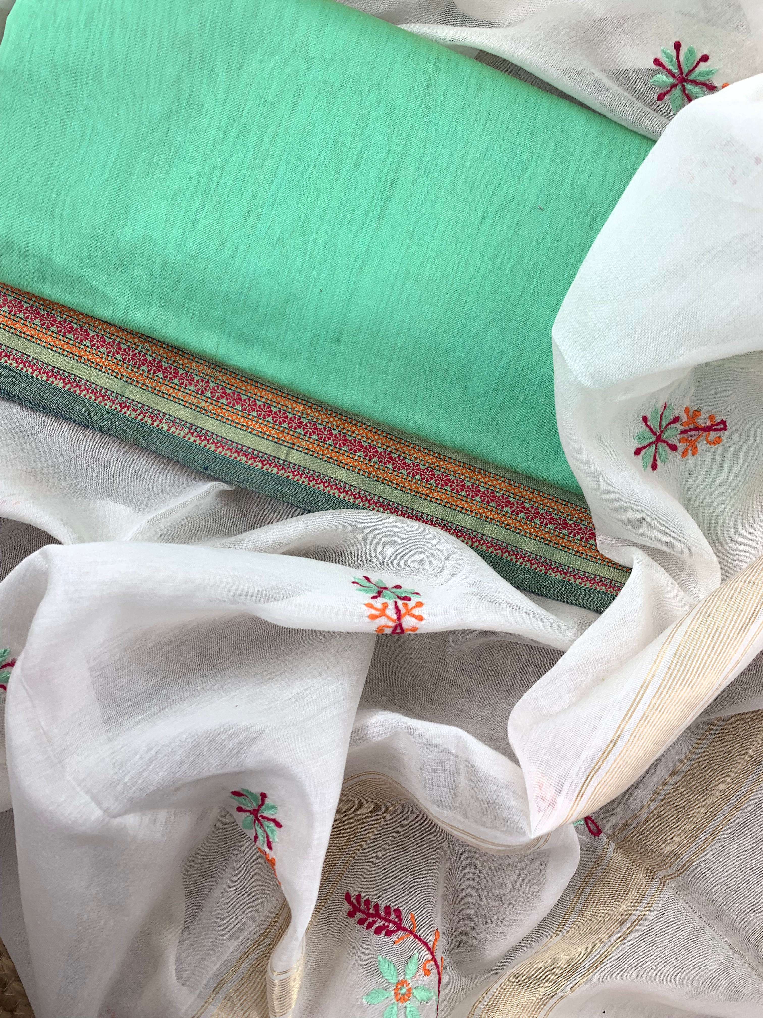 Handwoven Chikankari Maheshwari Kurta dupatta set