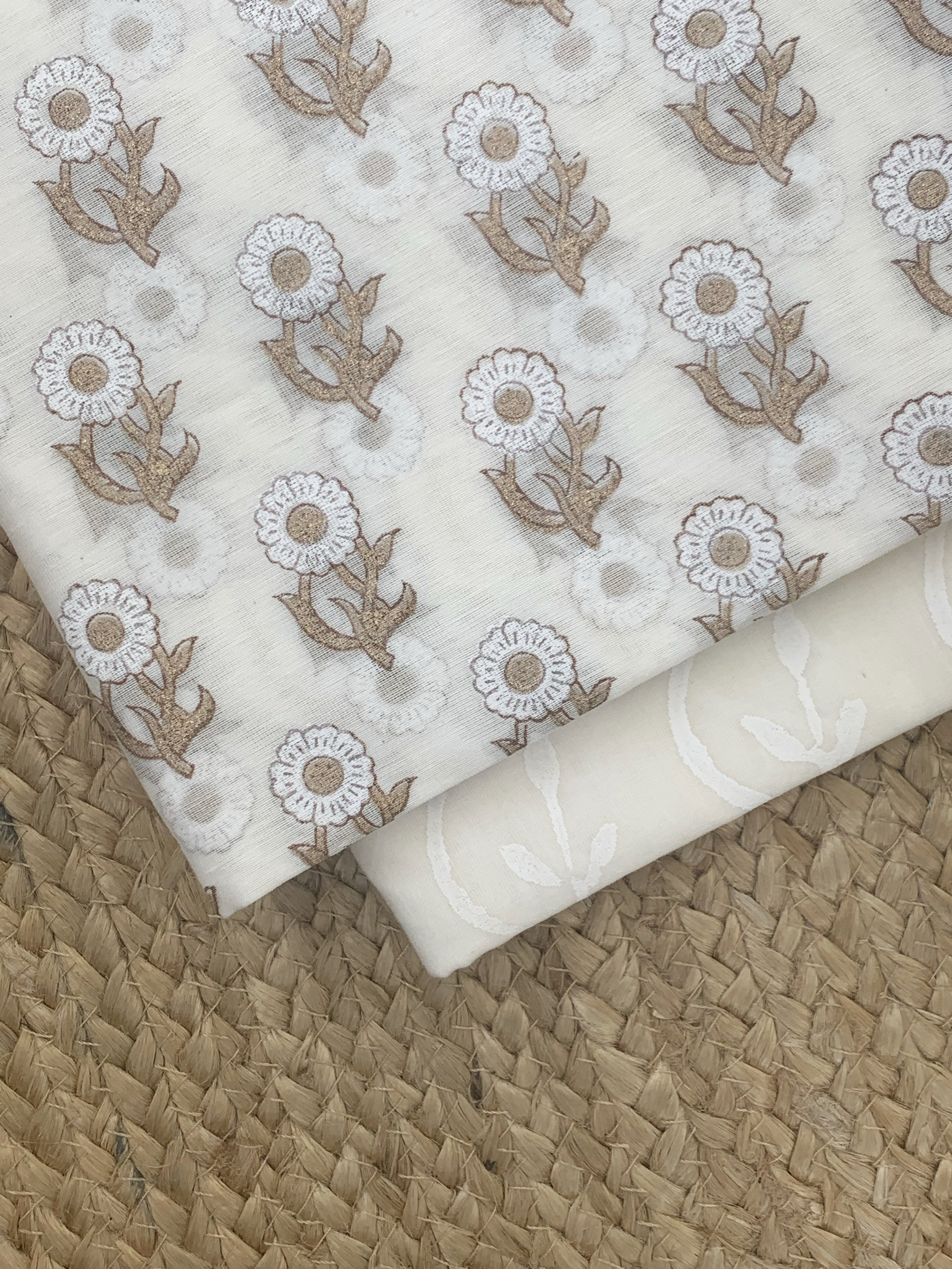 Handblock Chanderi Silk Cotton Suit