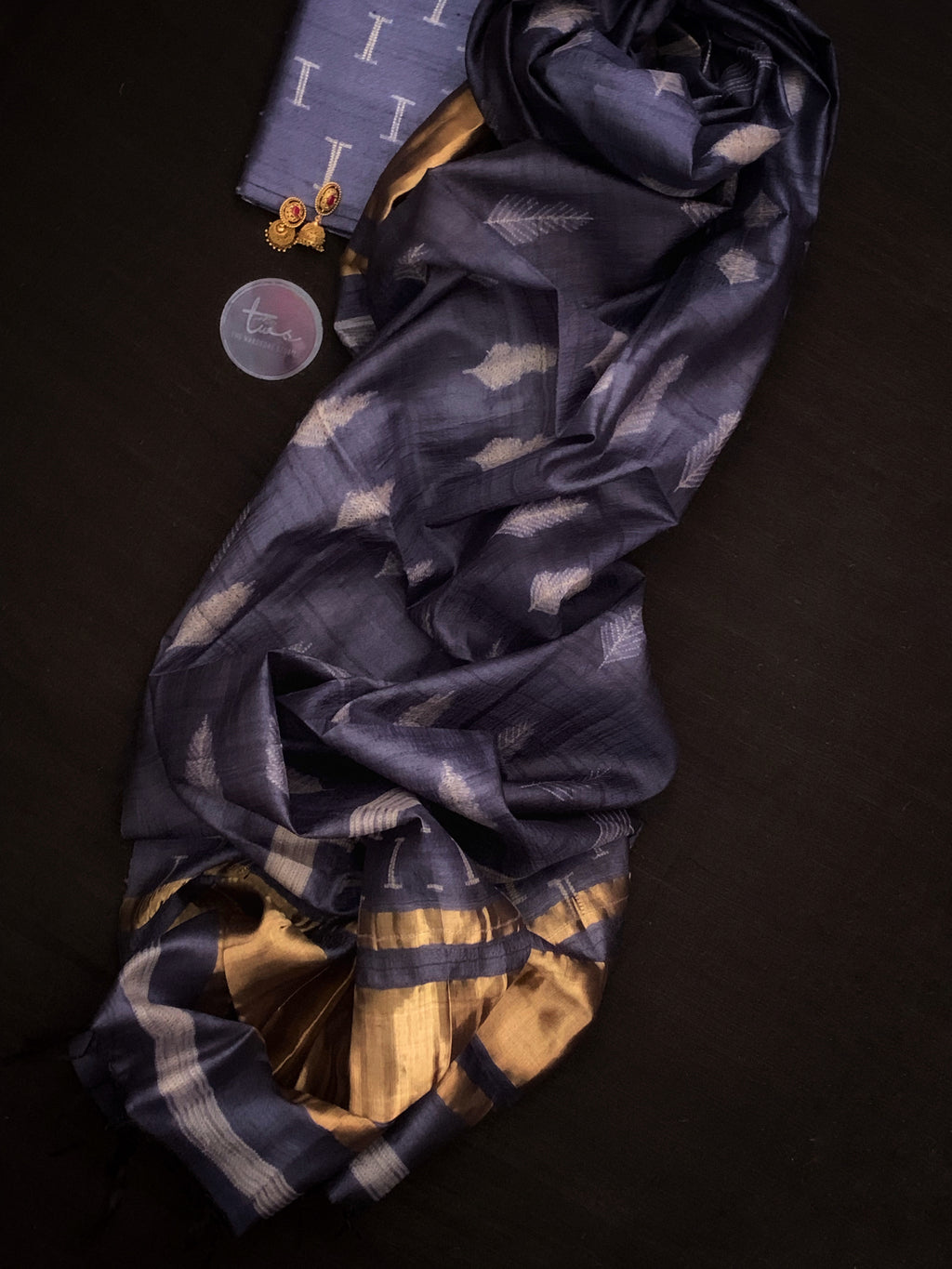 Handwoven & Handmade Tussar Shibori Kurta Dupatta Set