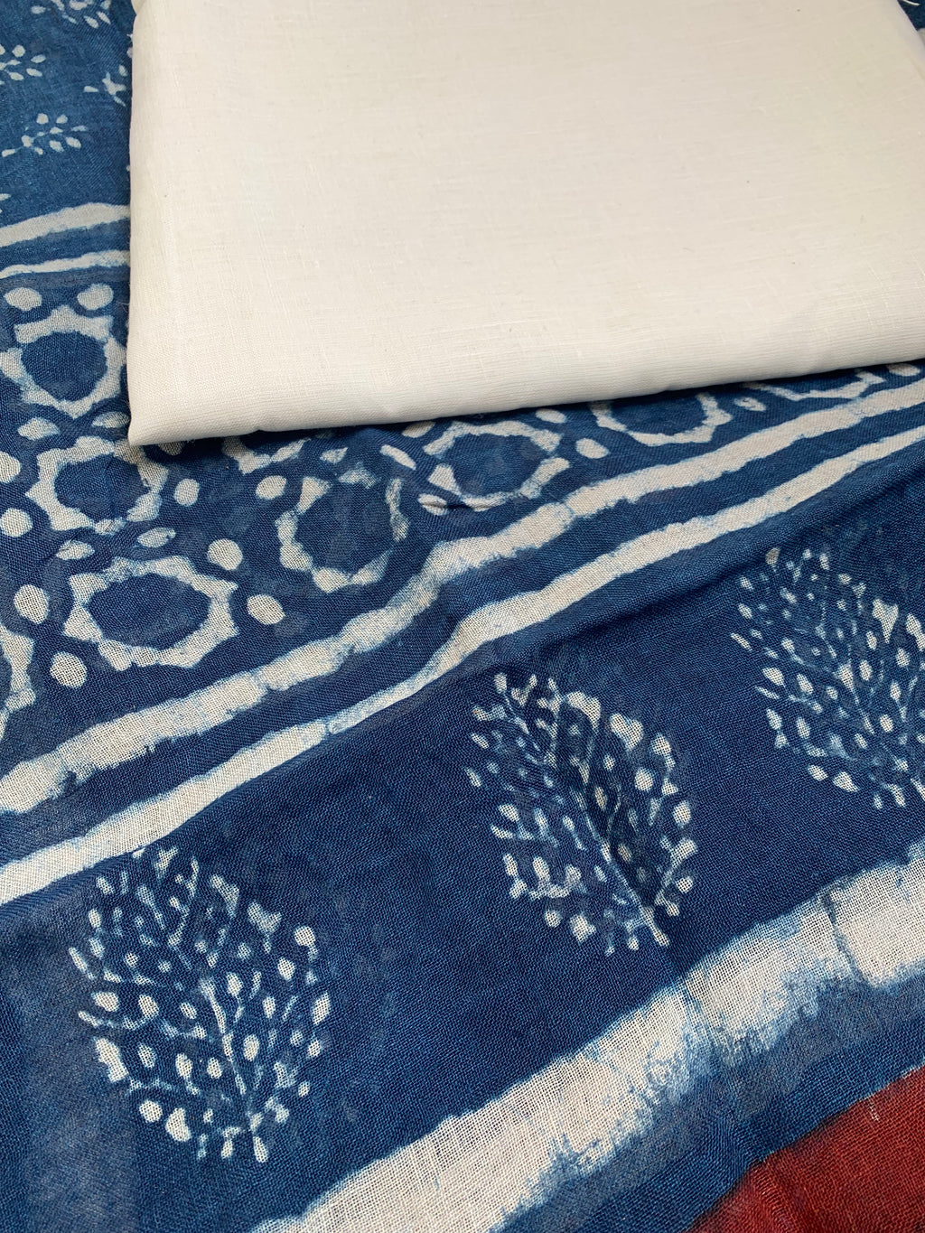 Handcrafted Linen Kurta Dupatta Set