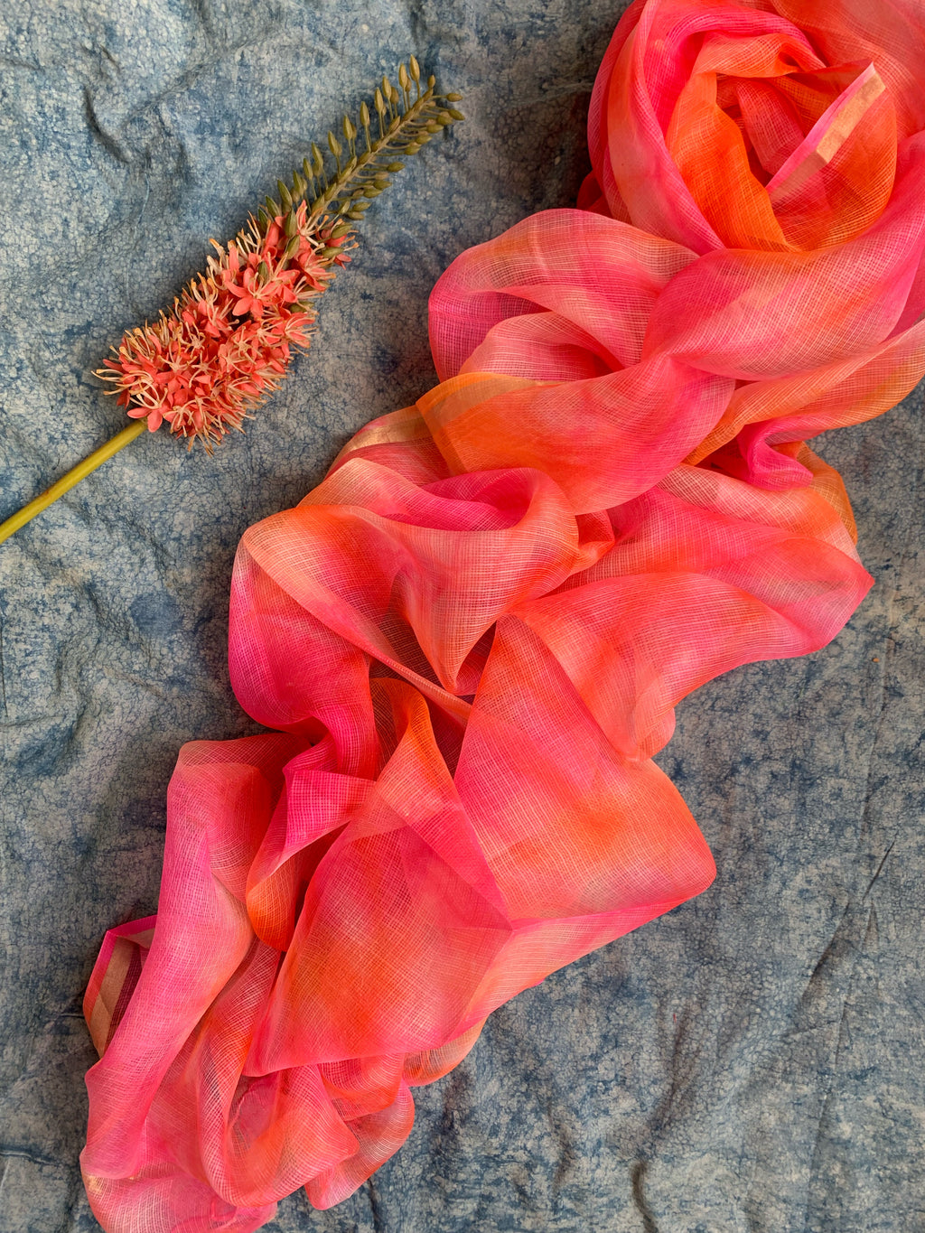 Handcrafted Tie-Dye Silk Kota Doria Dupatta