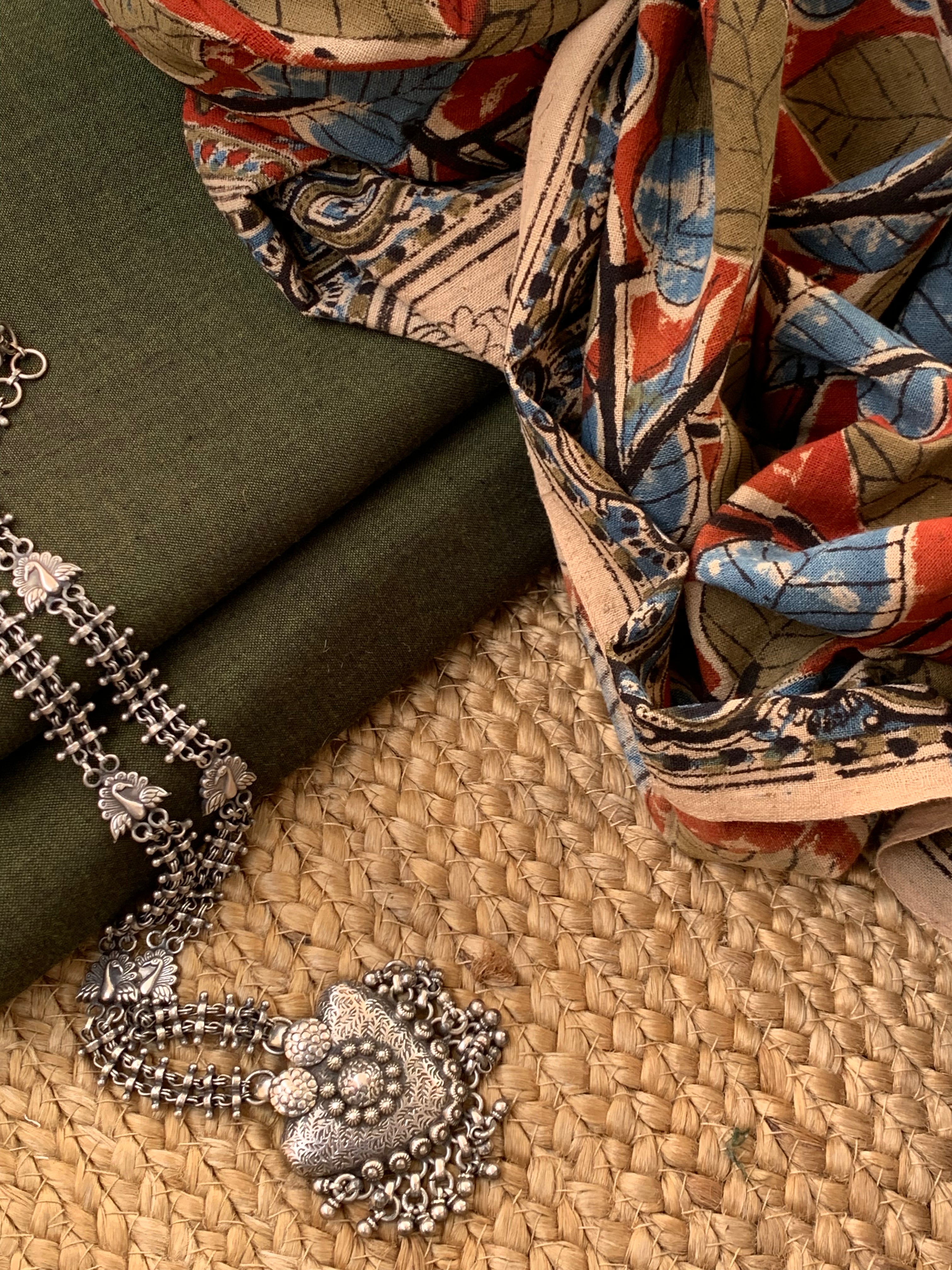 Handwoven Handcrafted Kalamkari Kurta Dupatta Set