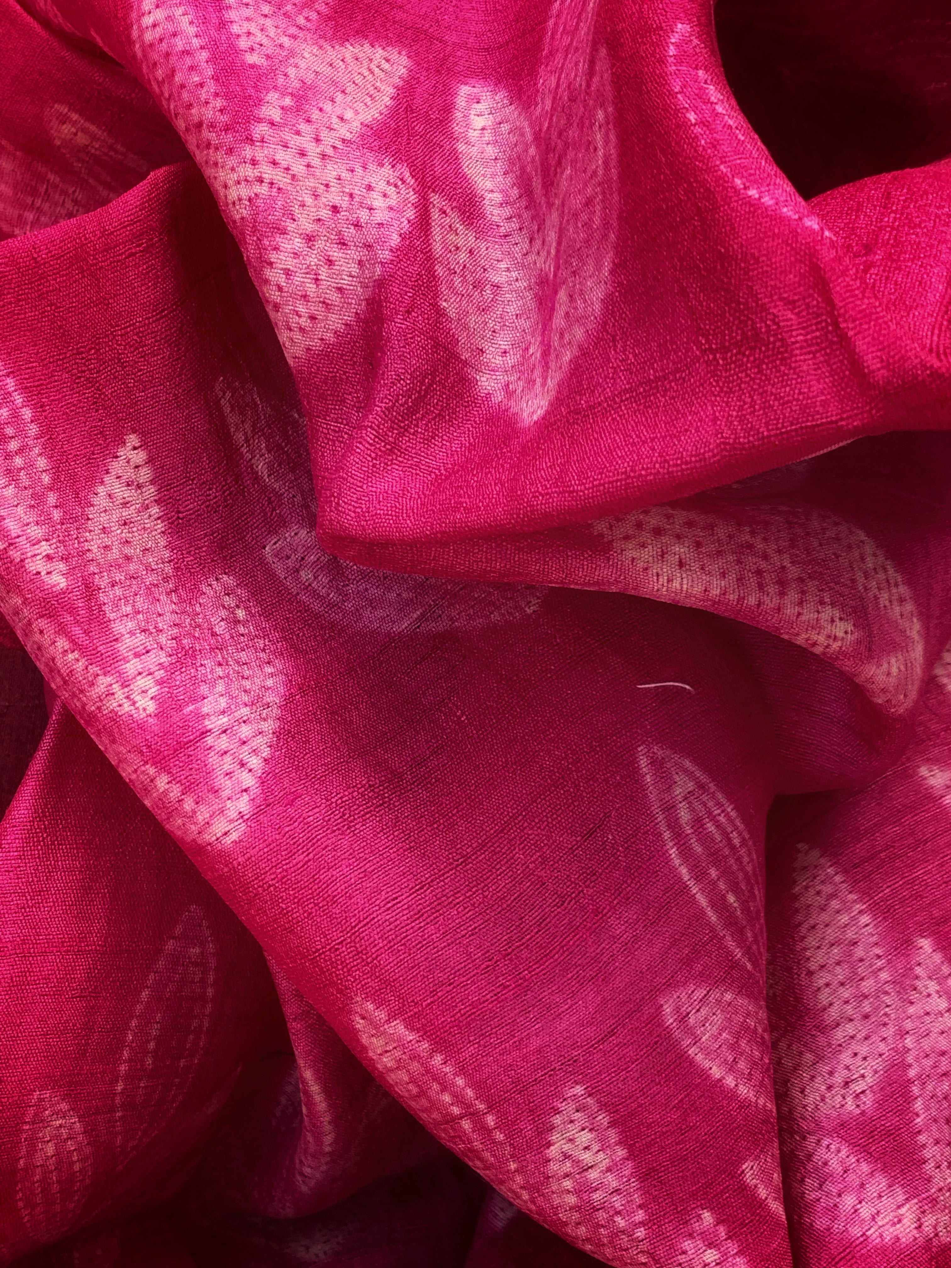 Handwoven & Handmade Tussar Shibori Kurta Dupatta Set - Rose Pink
