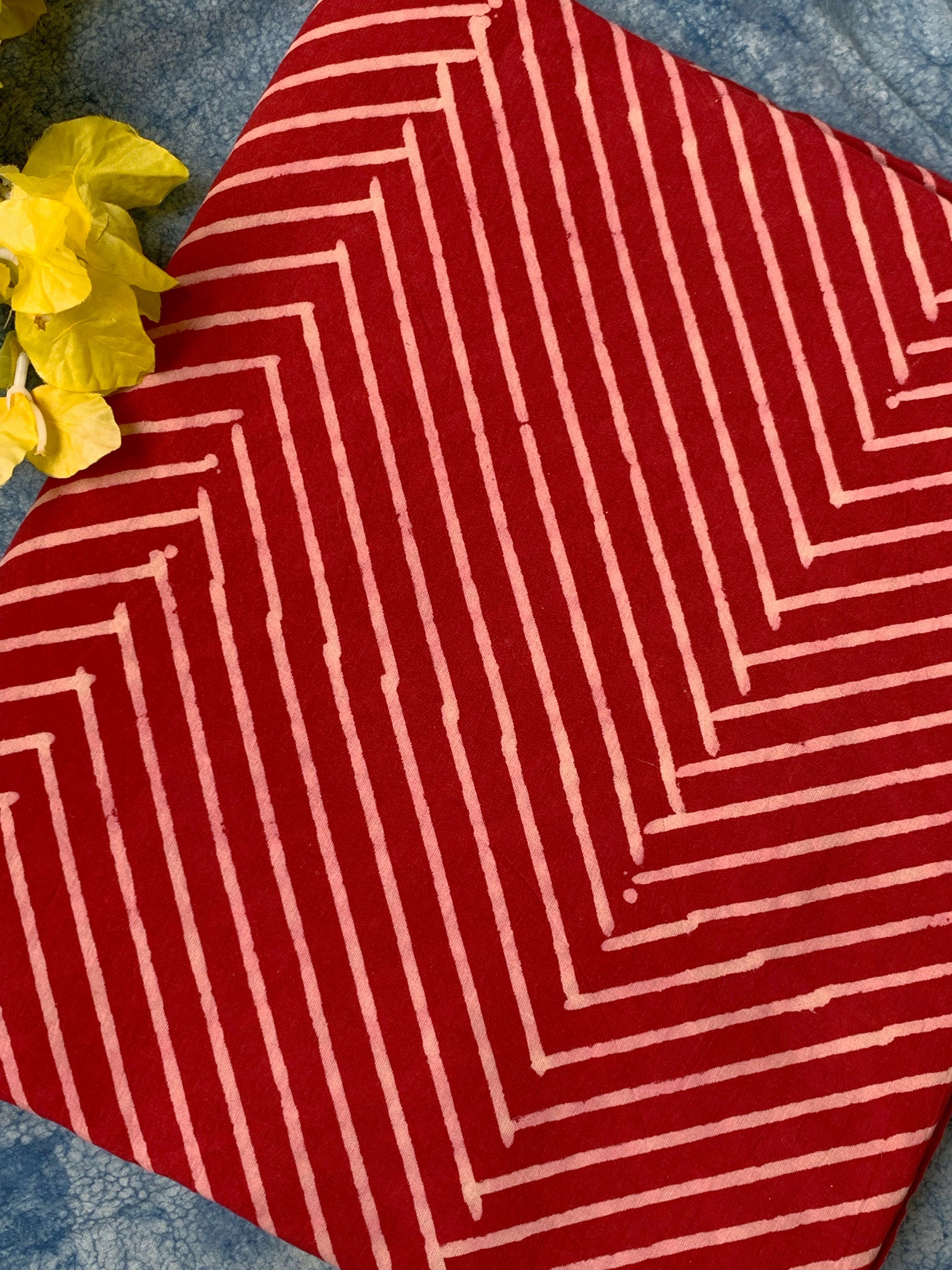 Hand Block Printed Azo free Dyed Cotton Fabric - Deep Rose Pink