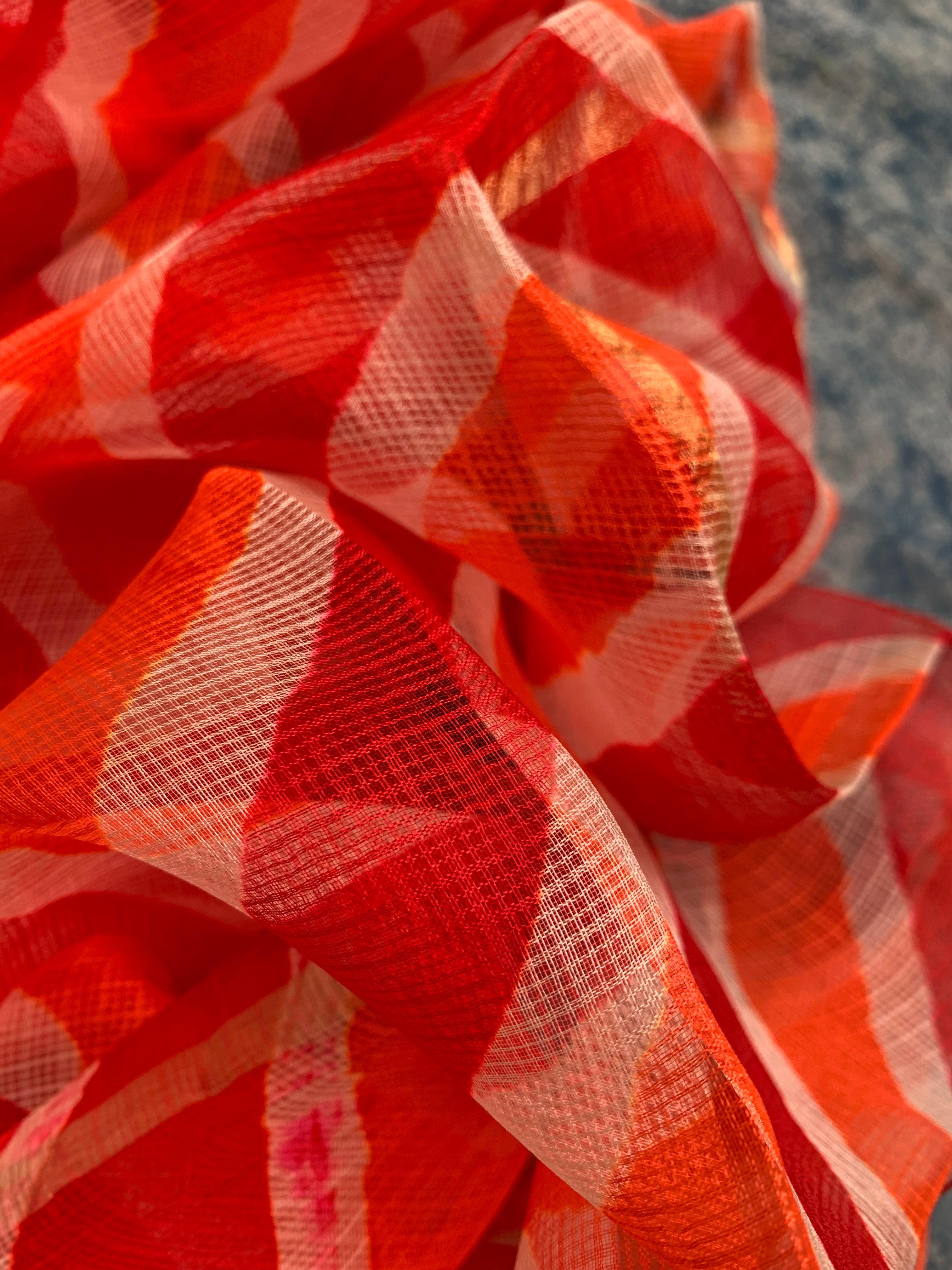 Handcrafted Tie-Dye Silk Kota Doria Dupatta