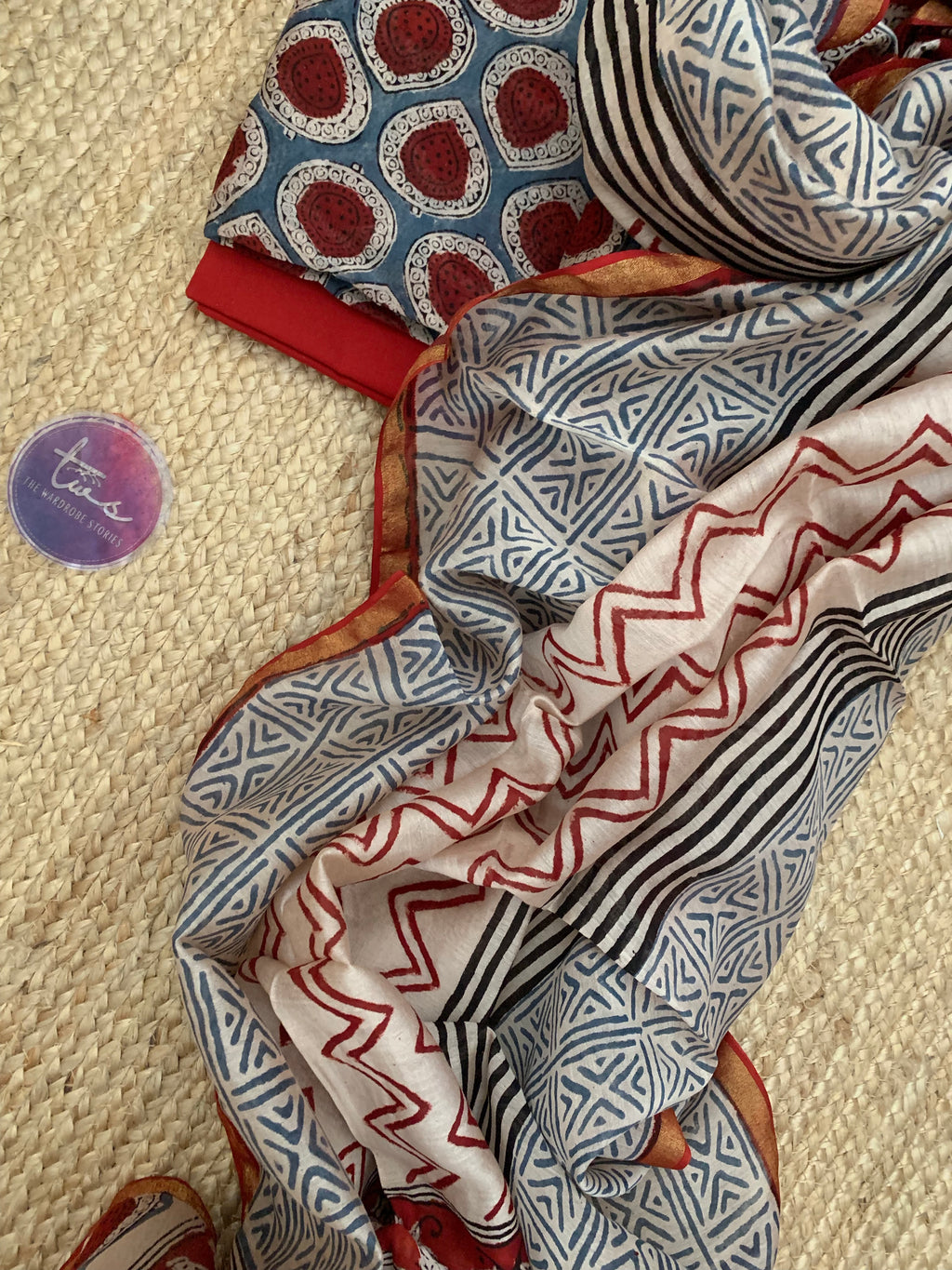 Handblock chanderi suit