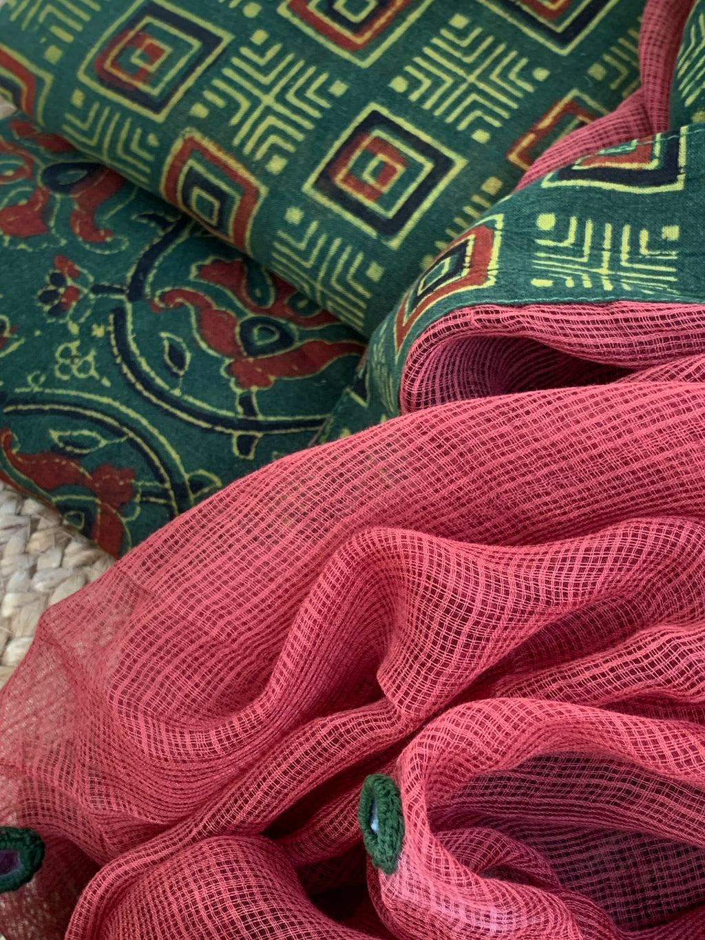Handblock Ajrakh Cotton Kota Suit