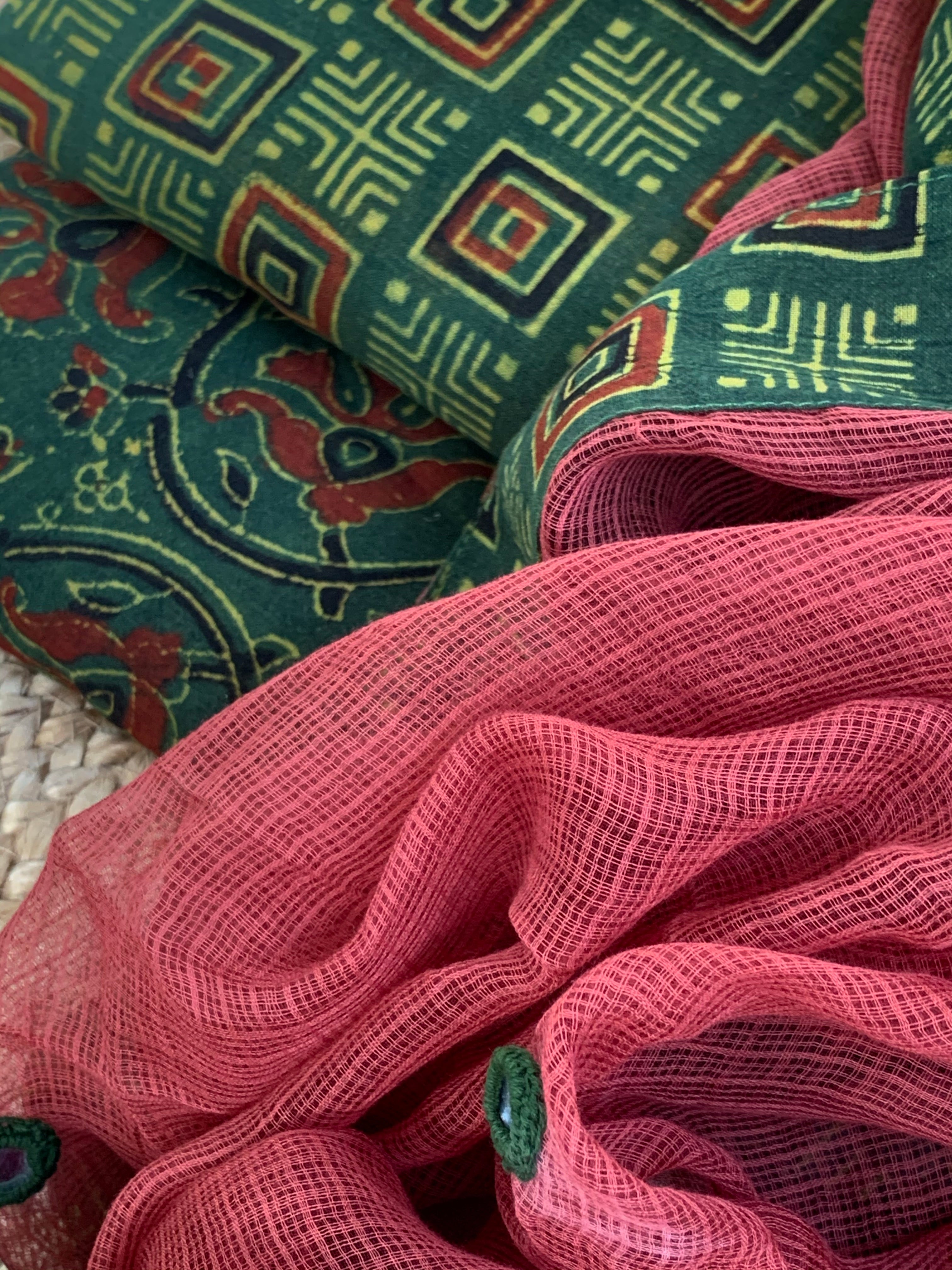 Handblock Ajrakh Cotton Kota Suit
