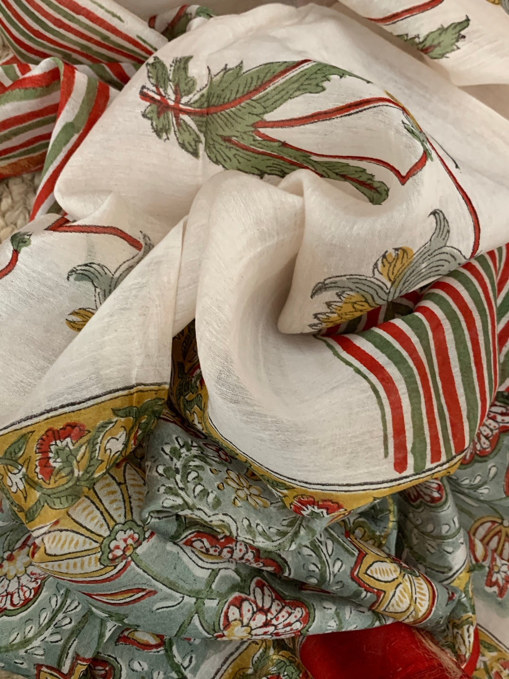 Handblock Cotton Chanderi Suit