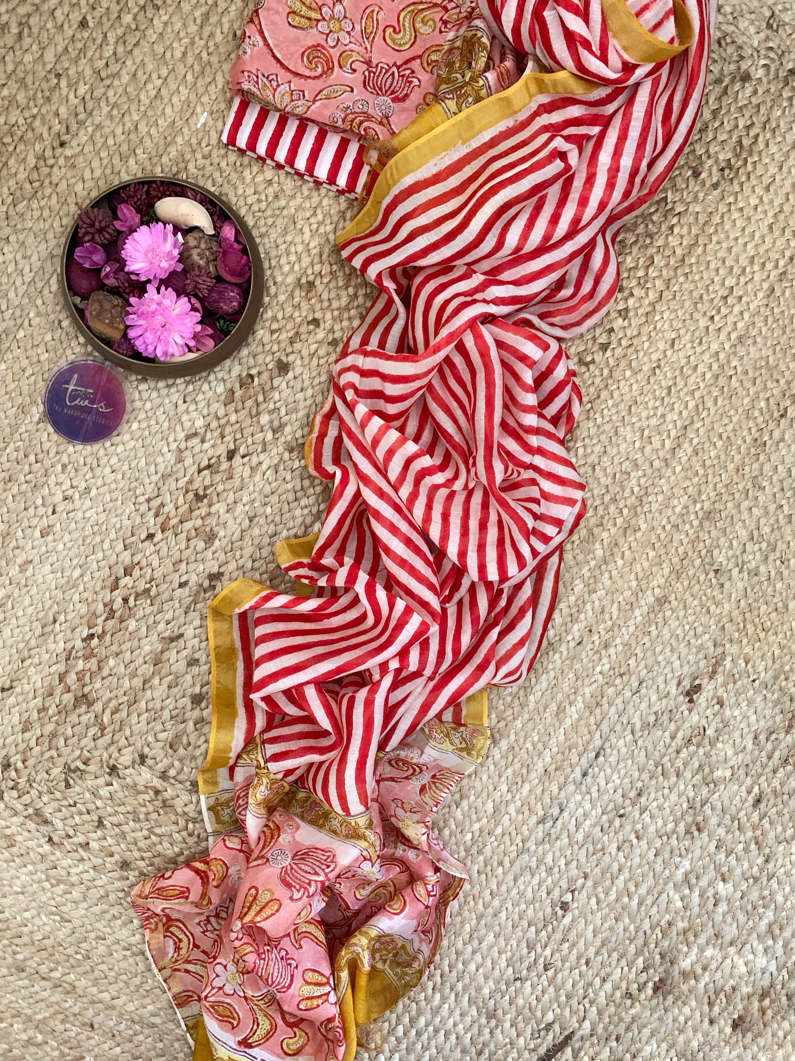 Handblock Cotton Chanderi Suit