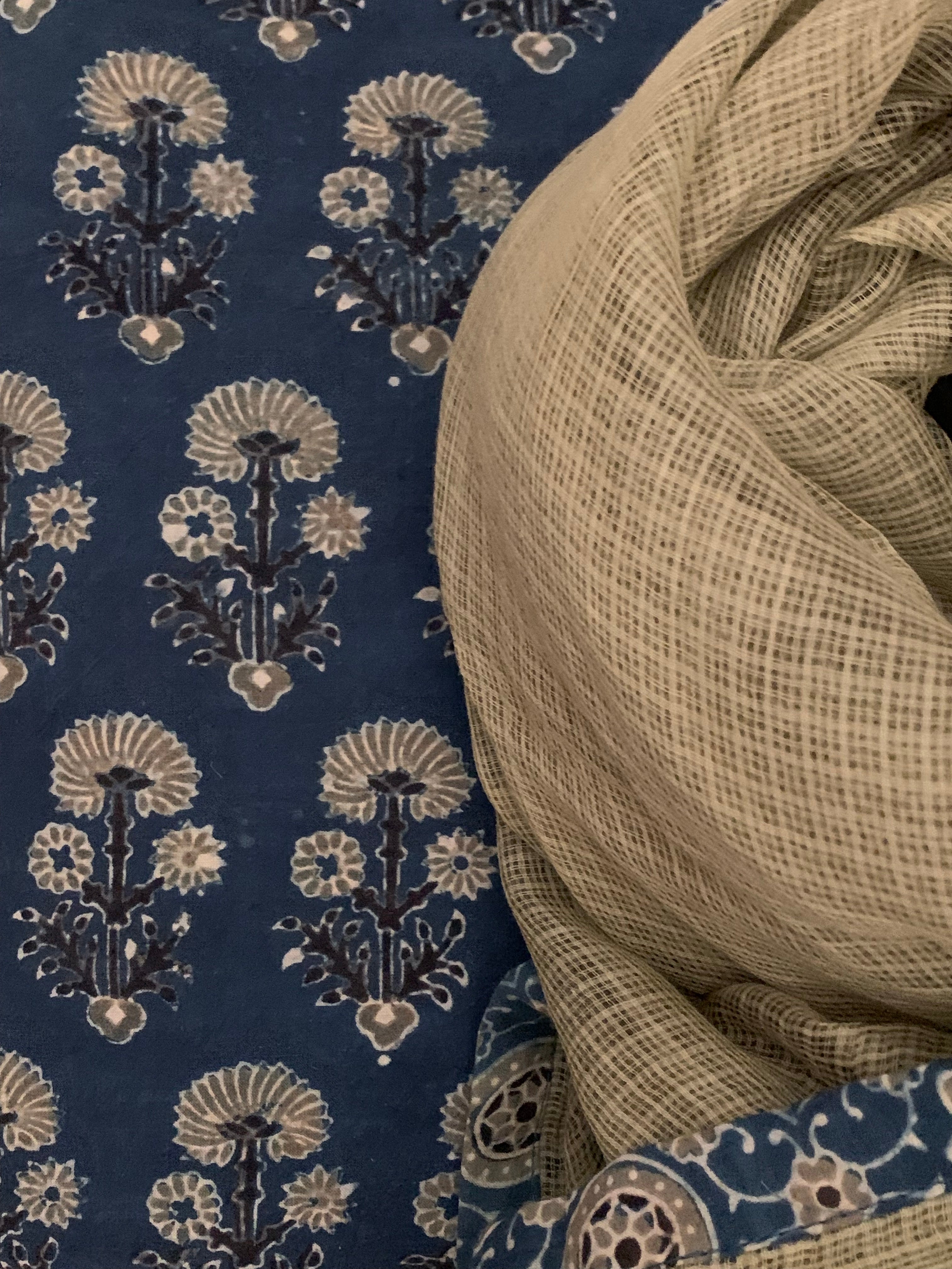 Handblock Ajrakh Cotton Kota Suit