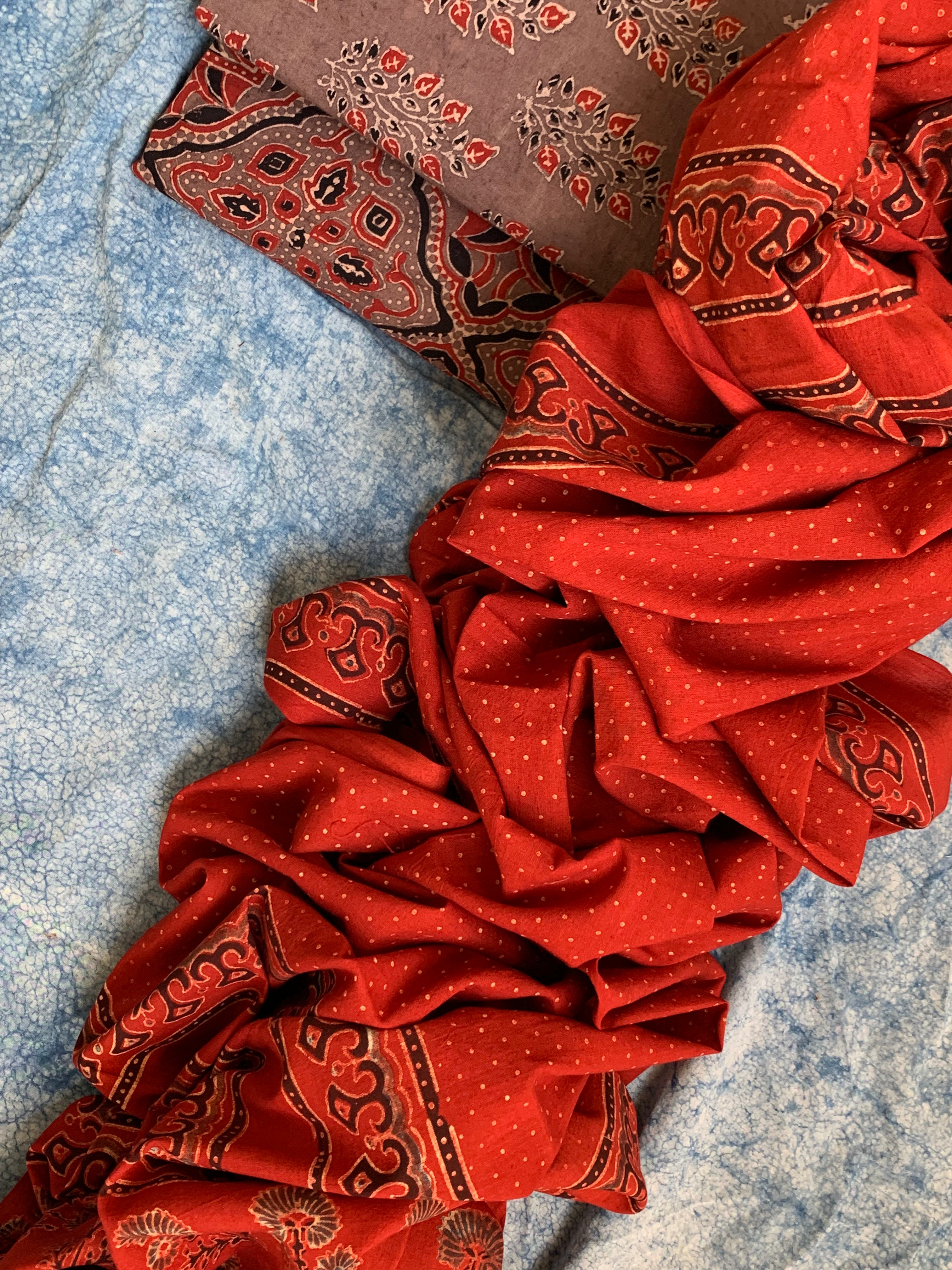 Natural Dyes Handblock Ajrakh Cotton Suit