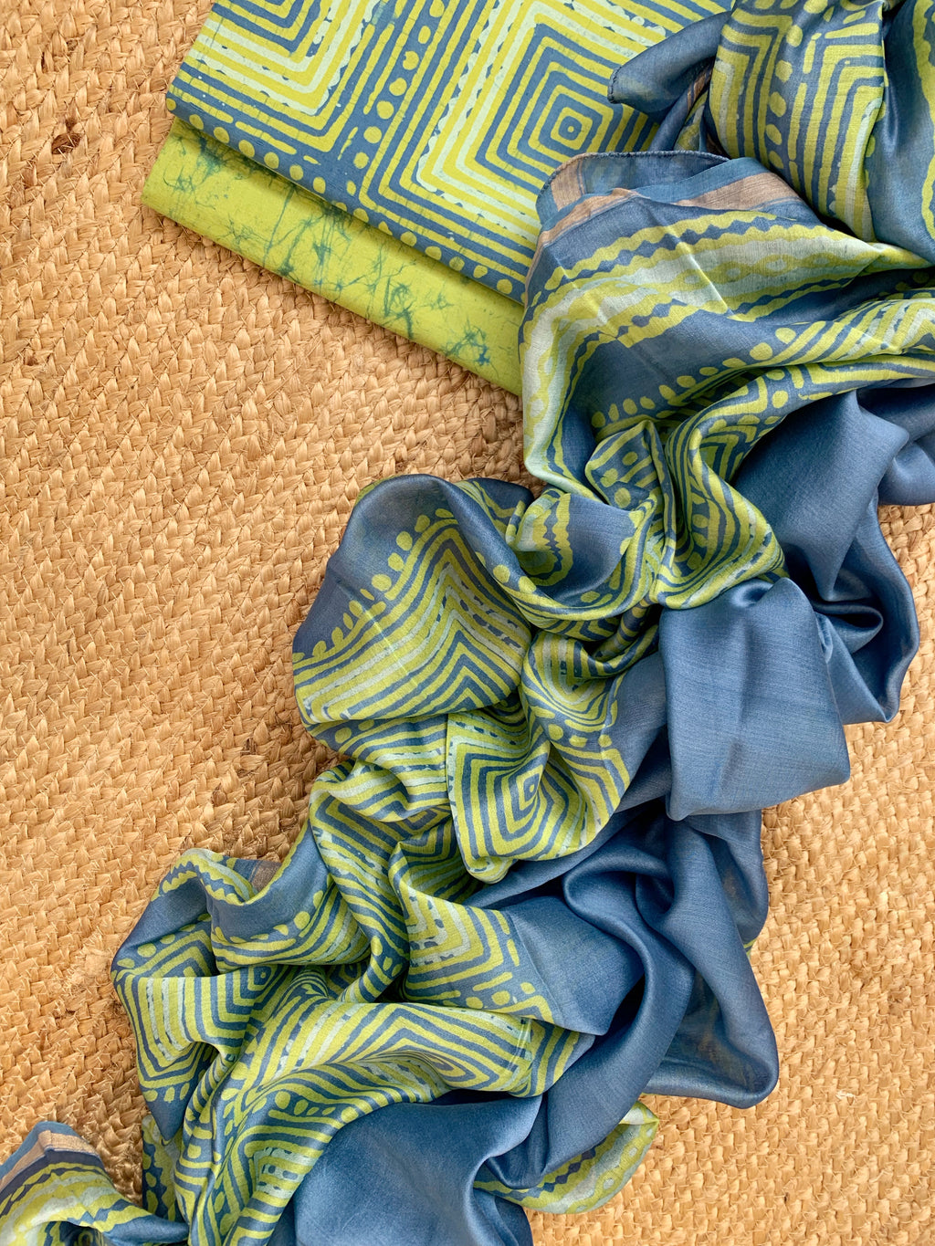 Handblock Batik Cotton Chanderi Suit