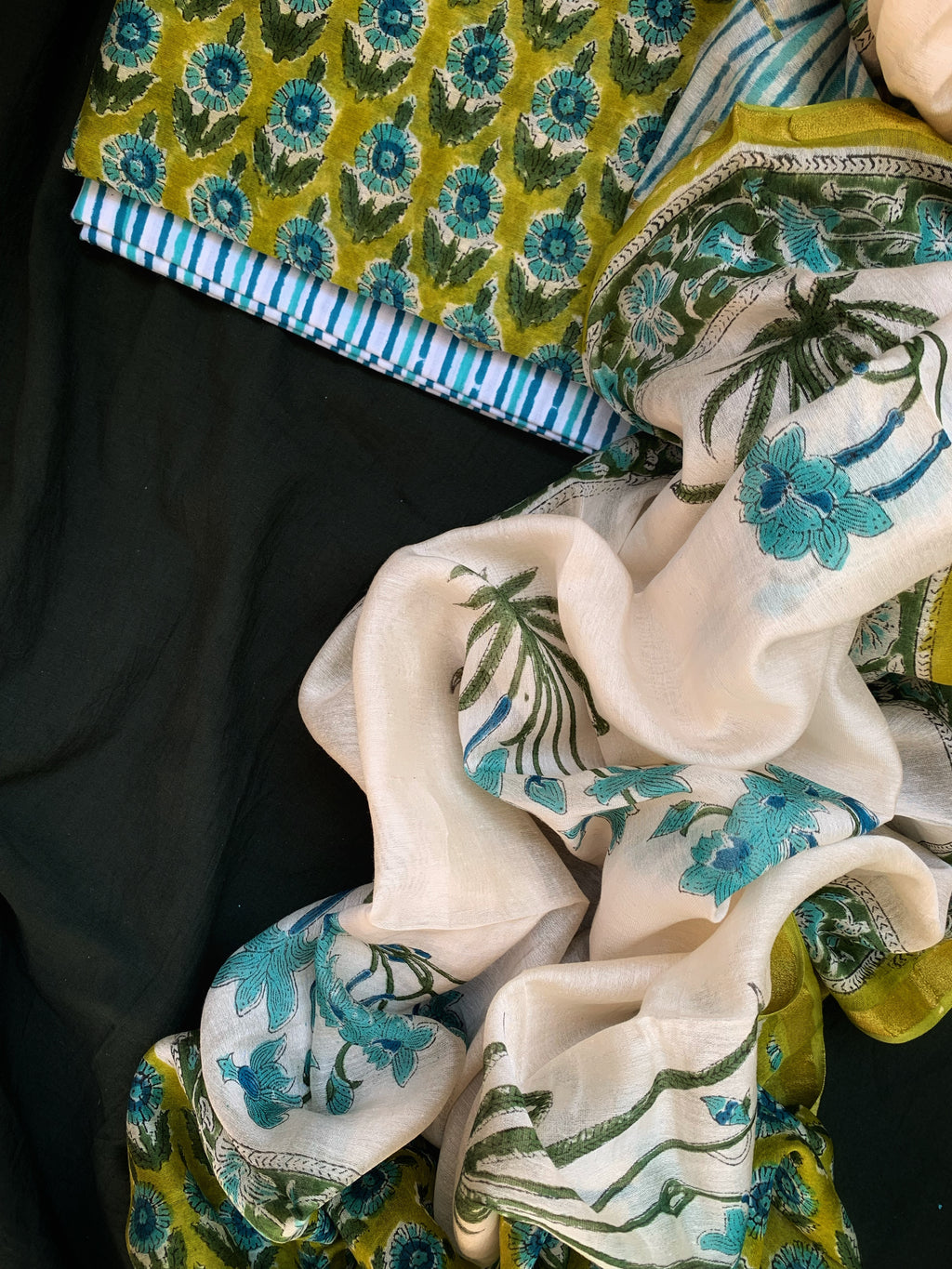Handblock Chanderi Silk Cotton Suit