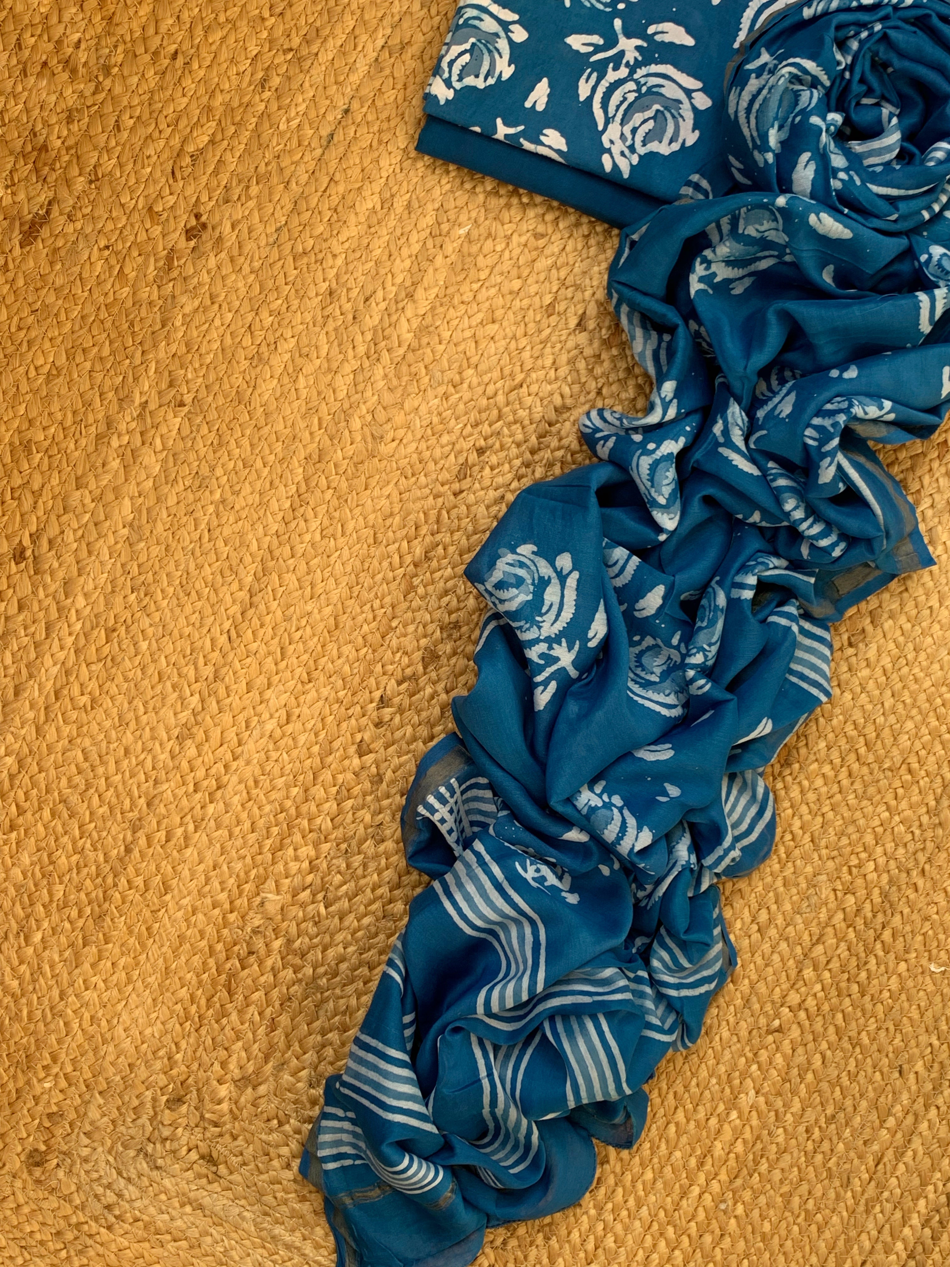Handblock Batik Cotton Chanderi Suit