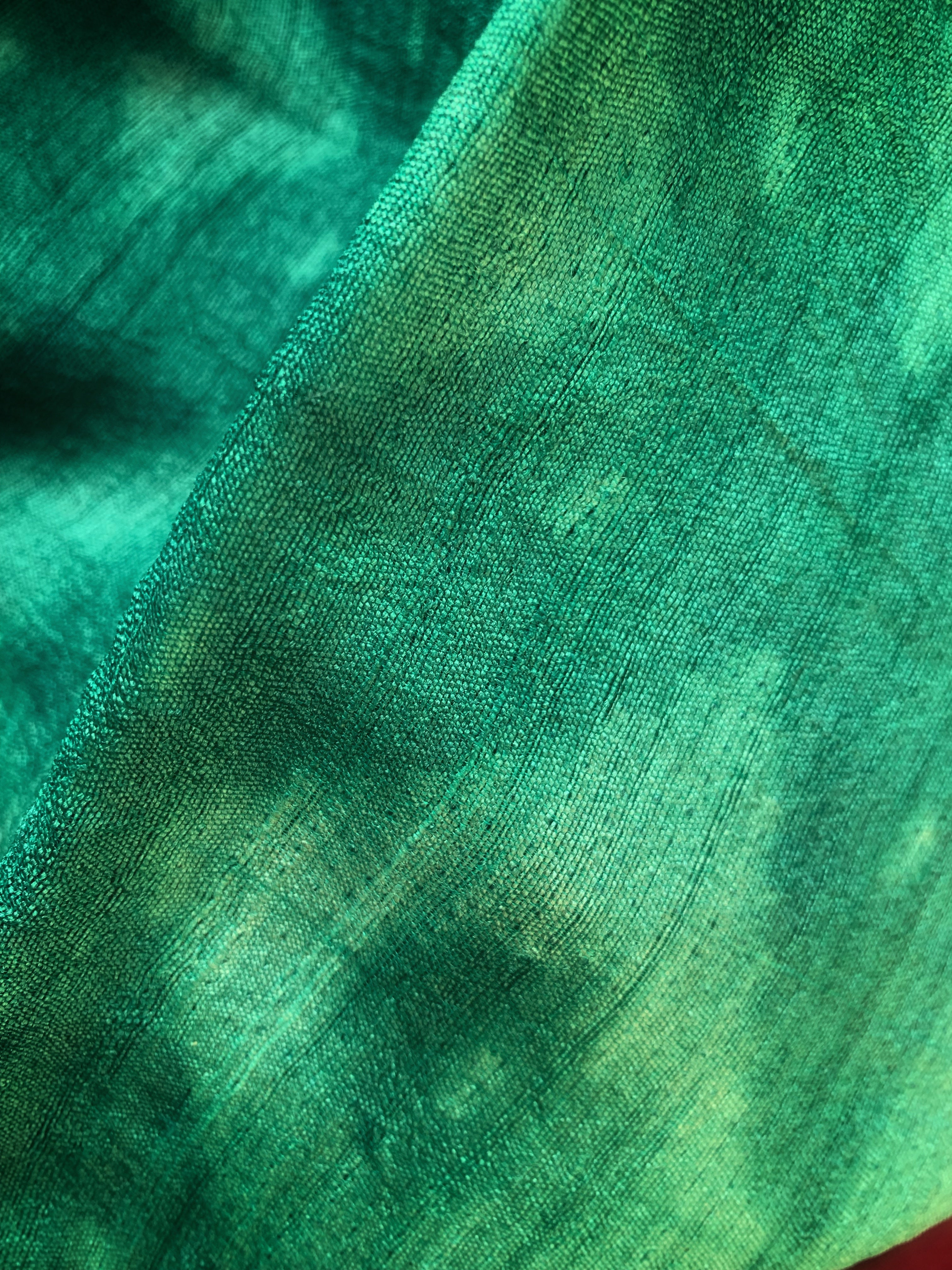 Handwoven & Handmade Tussar Shibori Kurta Dupatta Set - Green