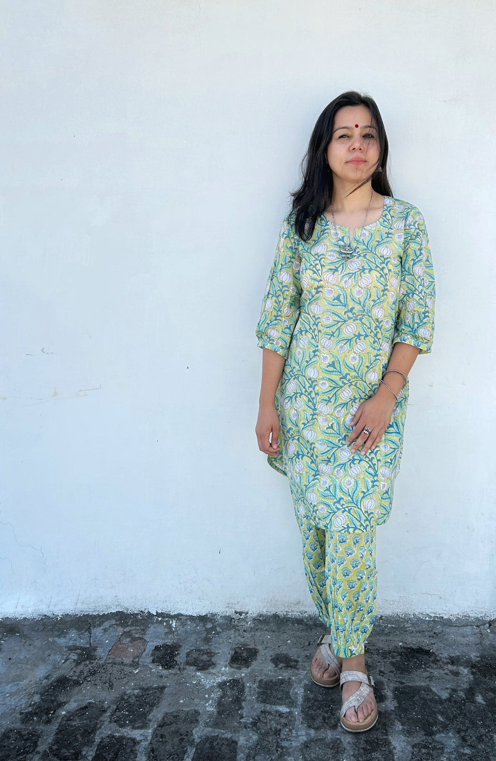 Baagh - Handblock Straight Fit Cotton Knee Length Kurta Salwar Set