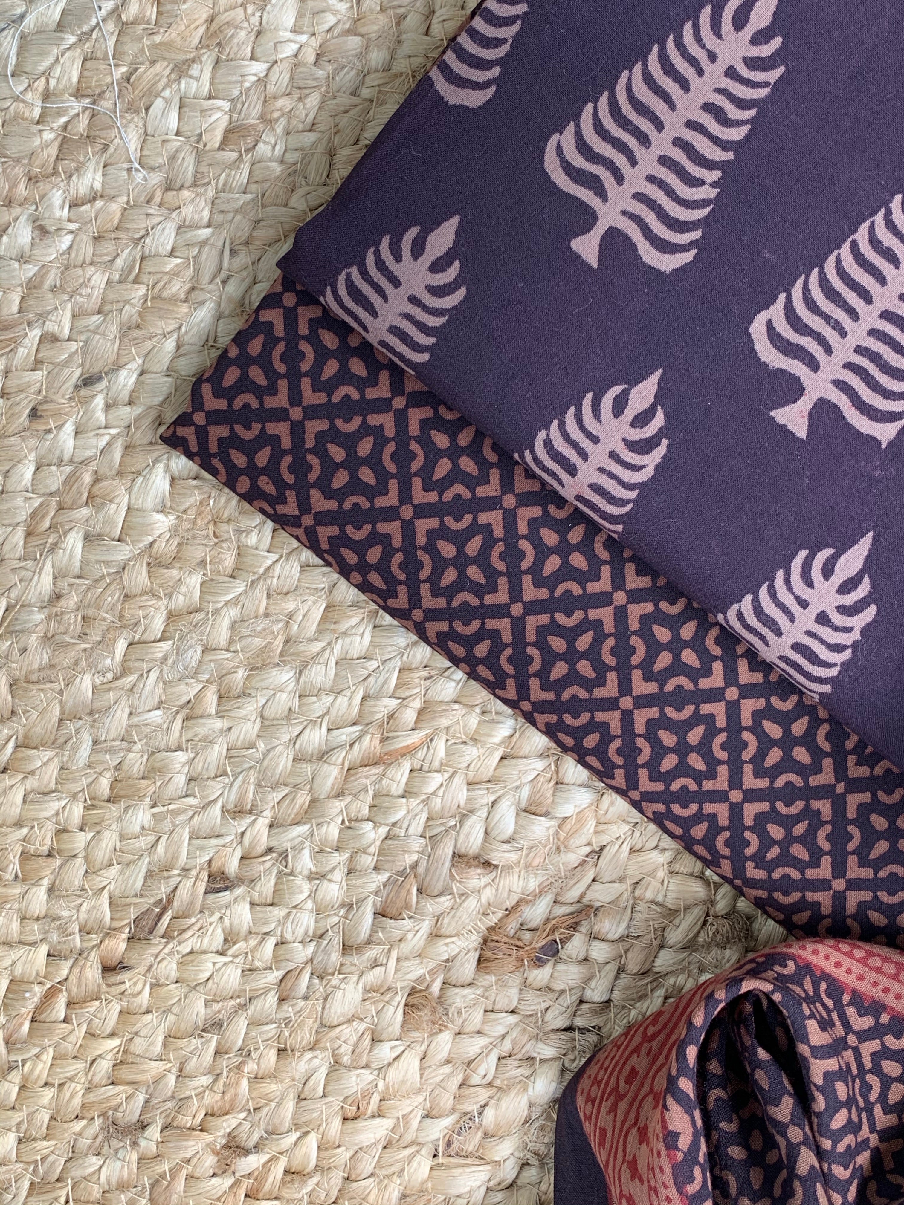 Natural Dyed Bagh Handblock Cotton Suit
