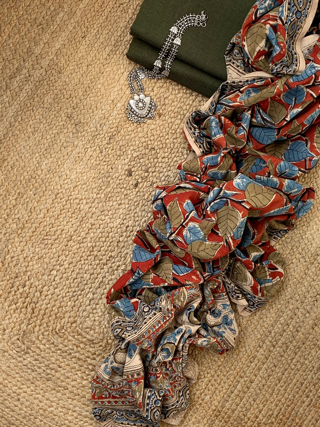 Handwoven Handcrafted Kalamkari Kurta Dupatta Set
