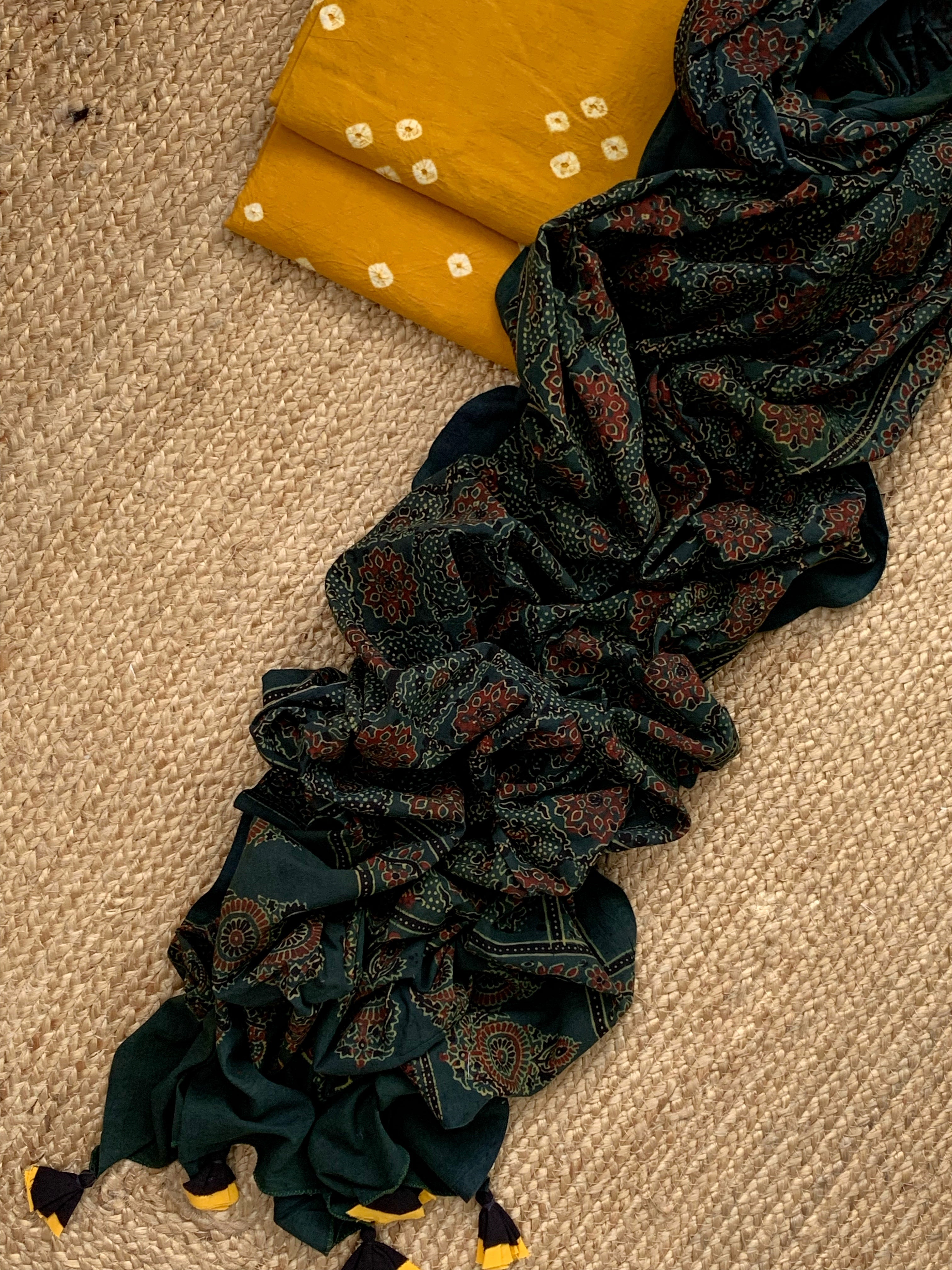 Handcrafted Bandhani Ajrakh Cotton Suit