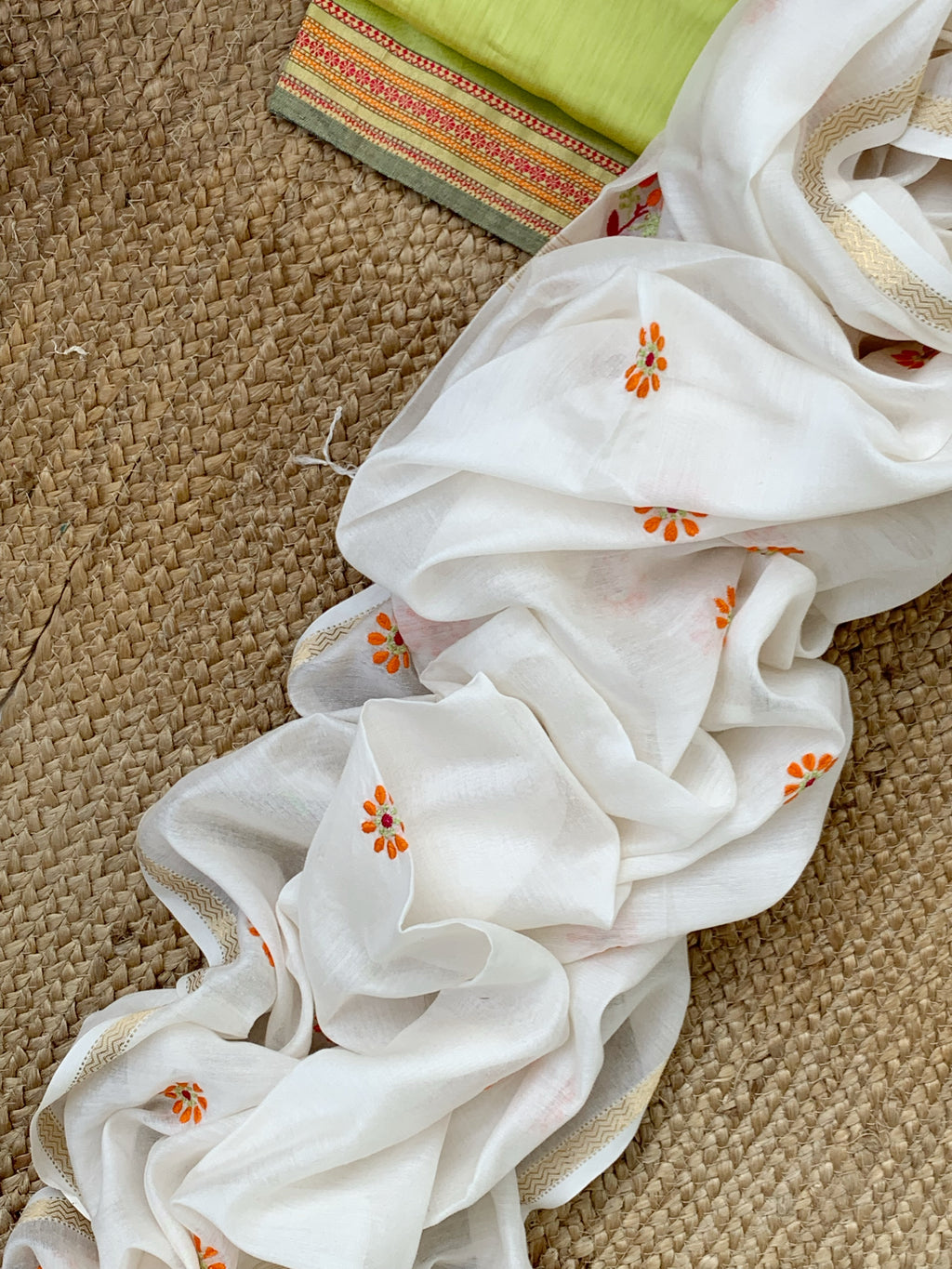 Handwoven Chikankari Maheshwari Kurta dupatta set