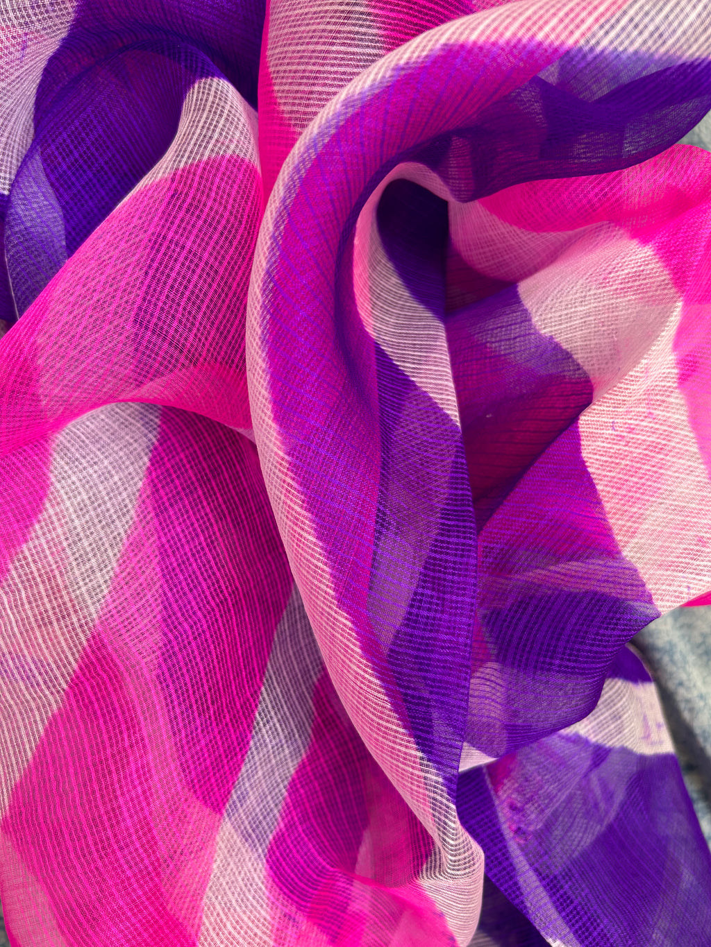 Handcrafted Tie-Dye Silk Kota Doria Dupatta