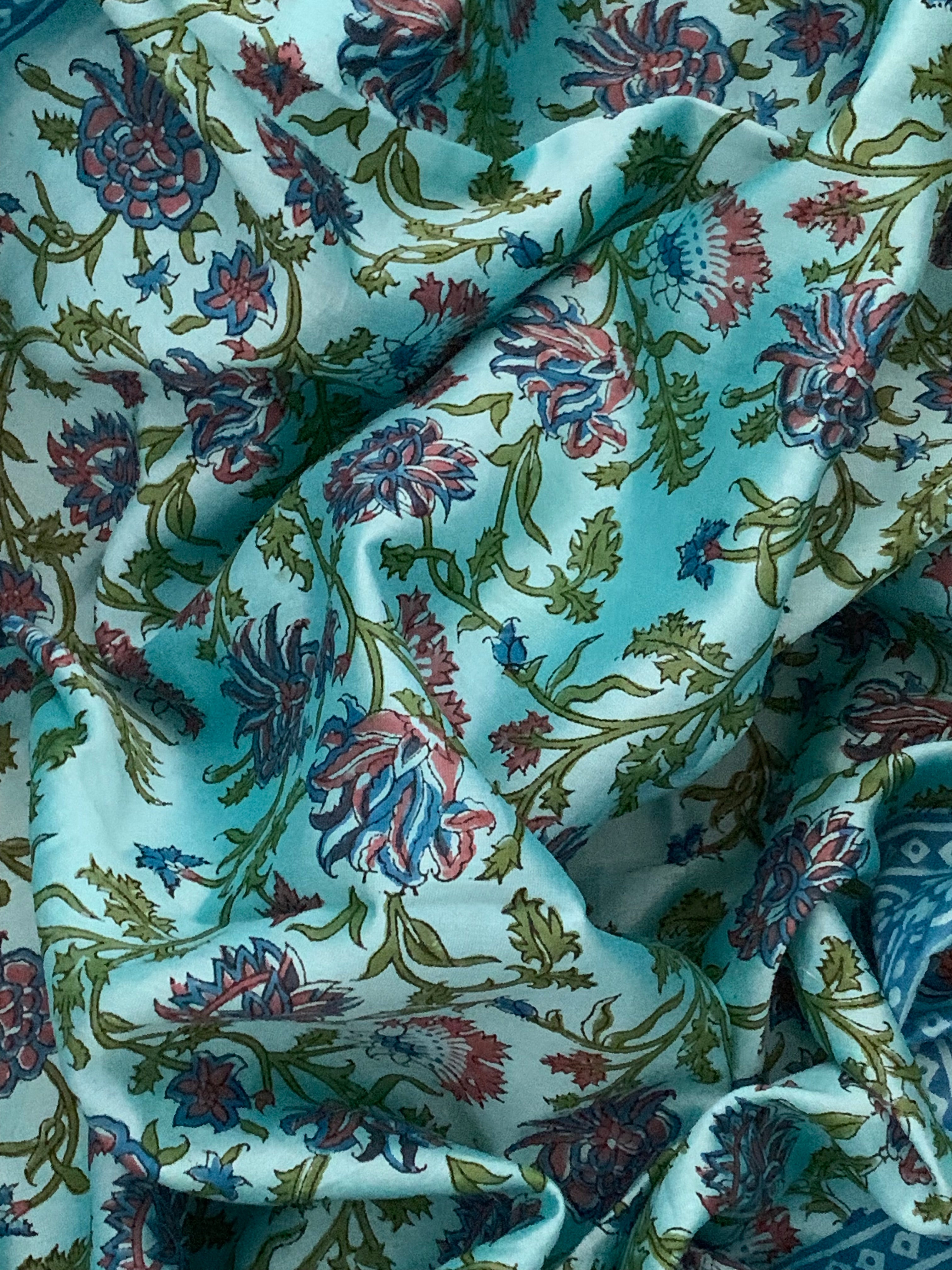 Blue Handcrafted Cotton Chanderi Suit