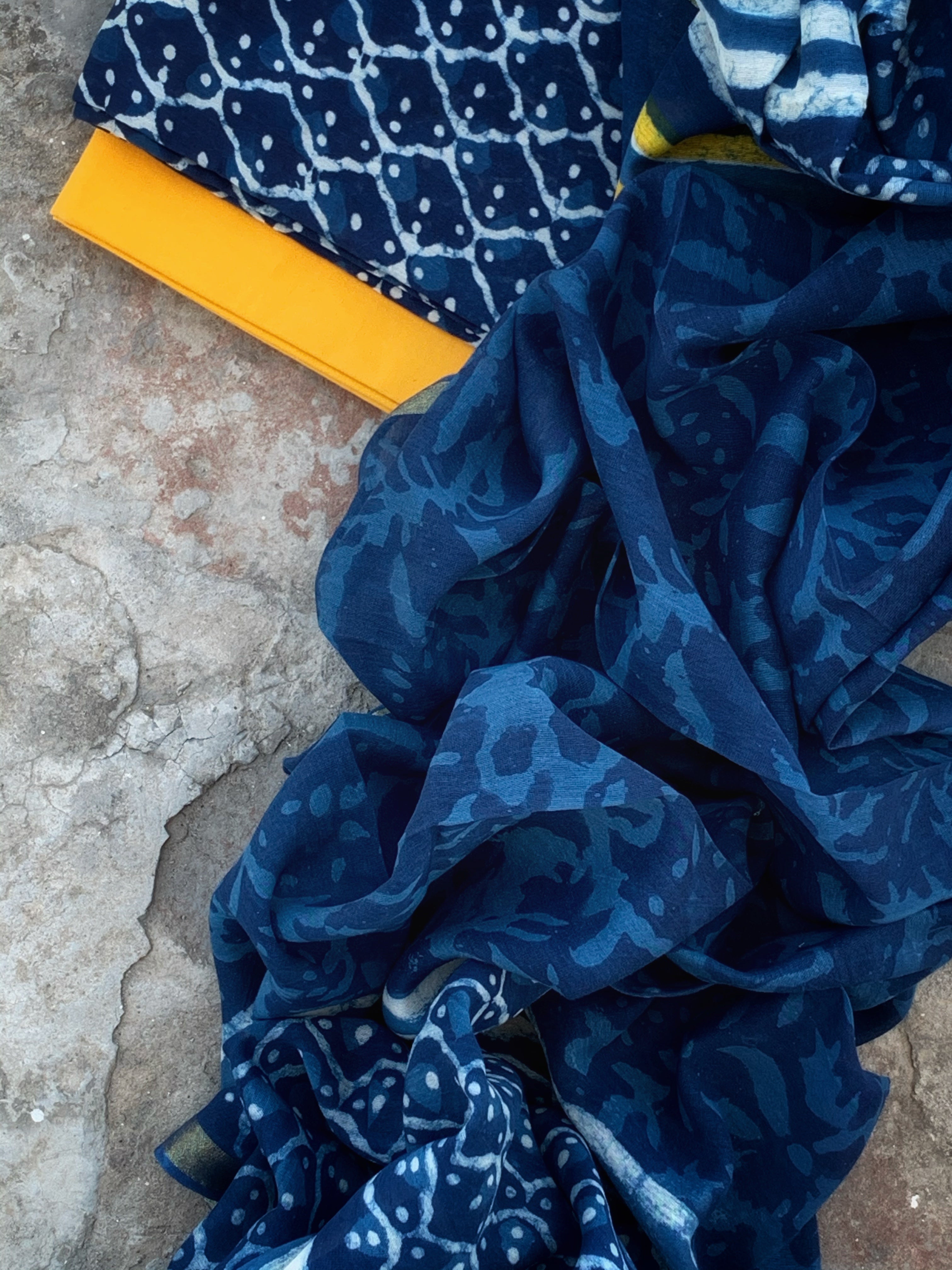 Handblock chanderi suit