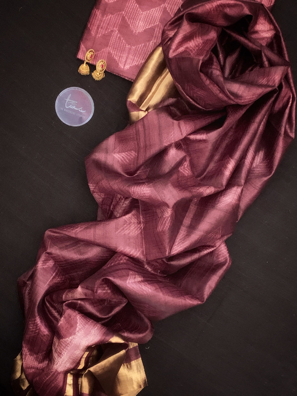 Handwoven & Handmade Tussar Shibori Kurta Dupatta Set