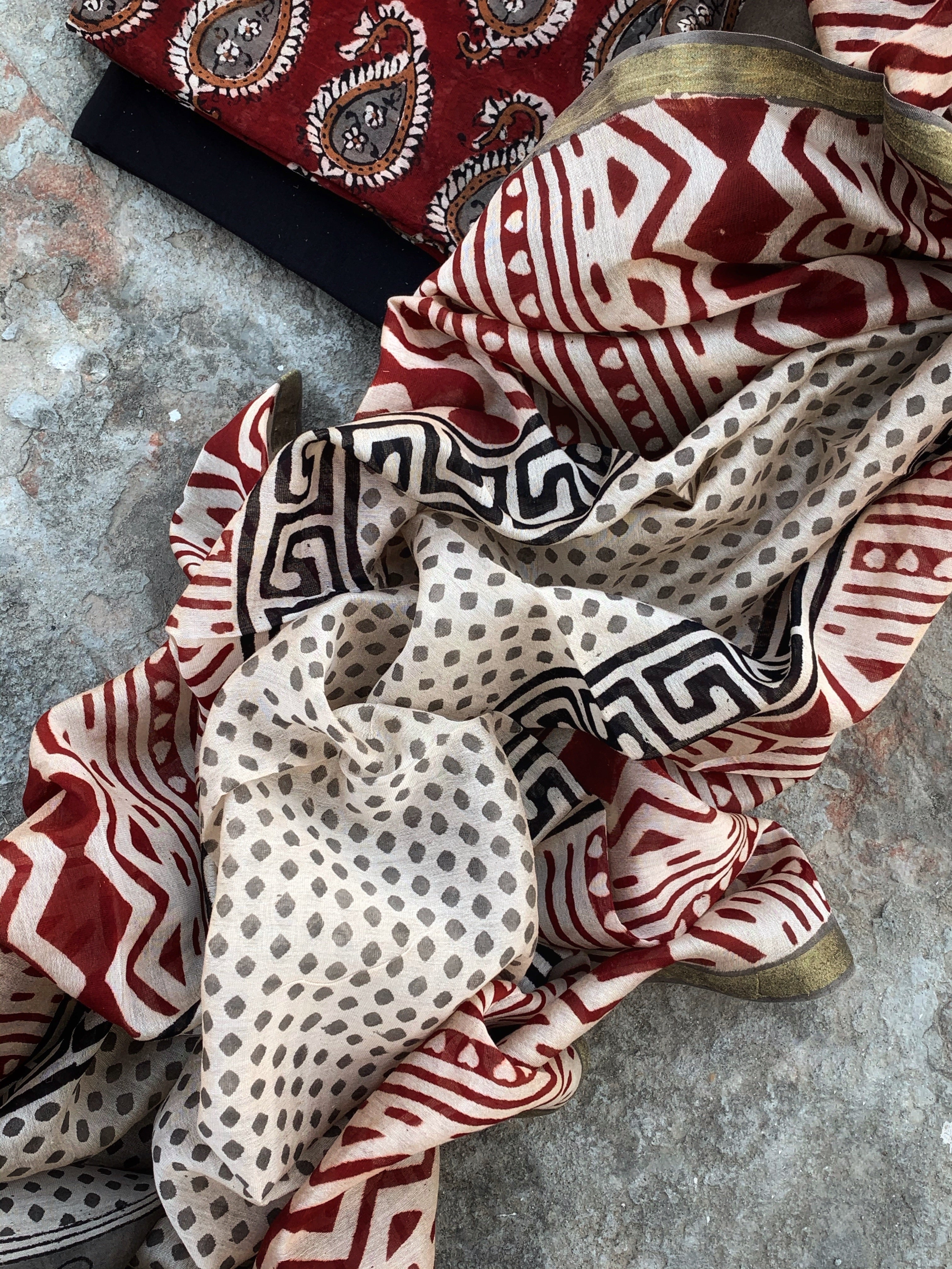 Handblock chanderi suit