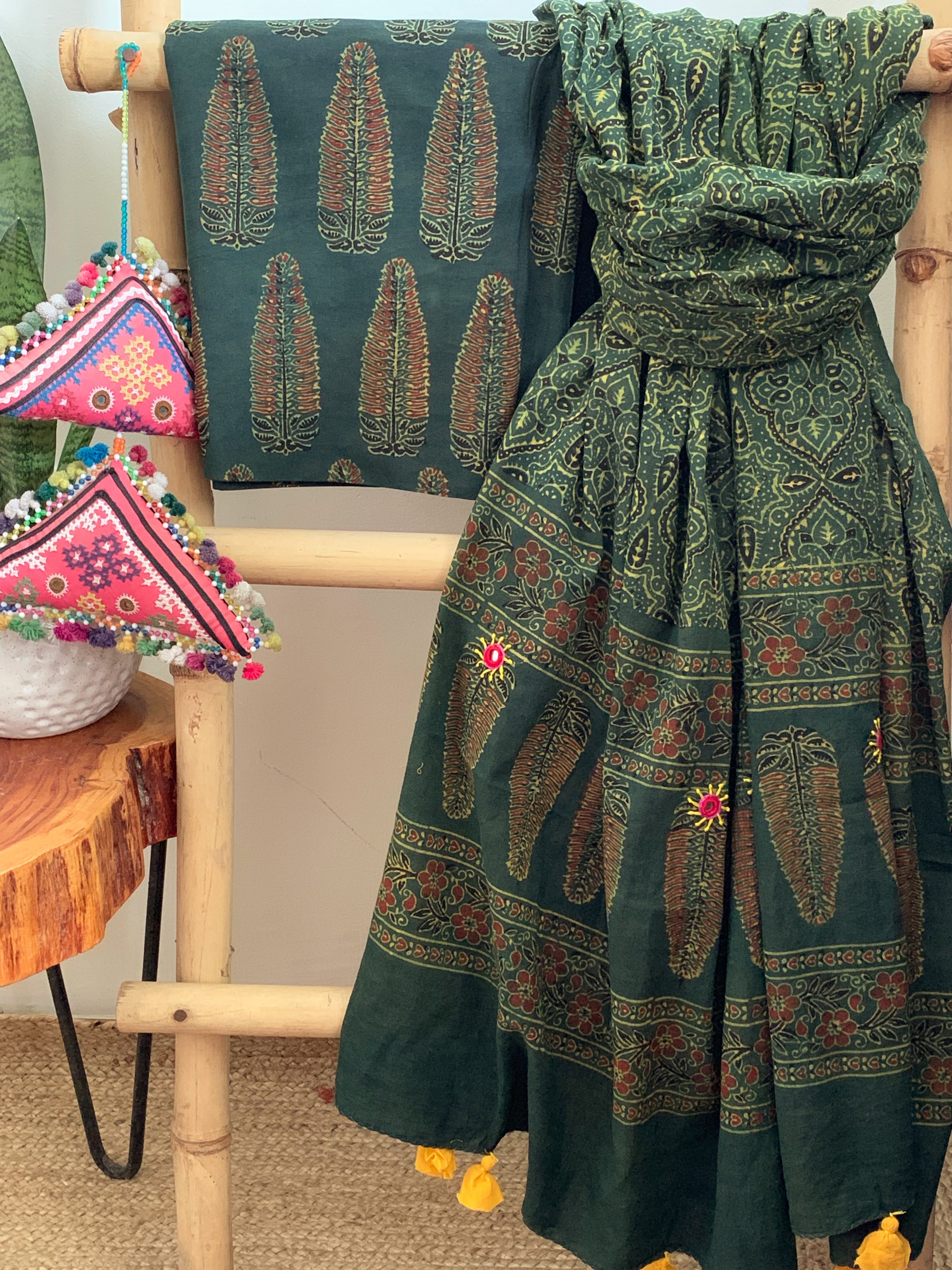 Handcrafted Ajrakh Kurta Dupatta set