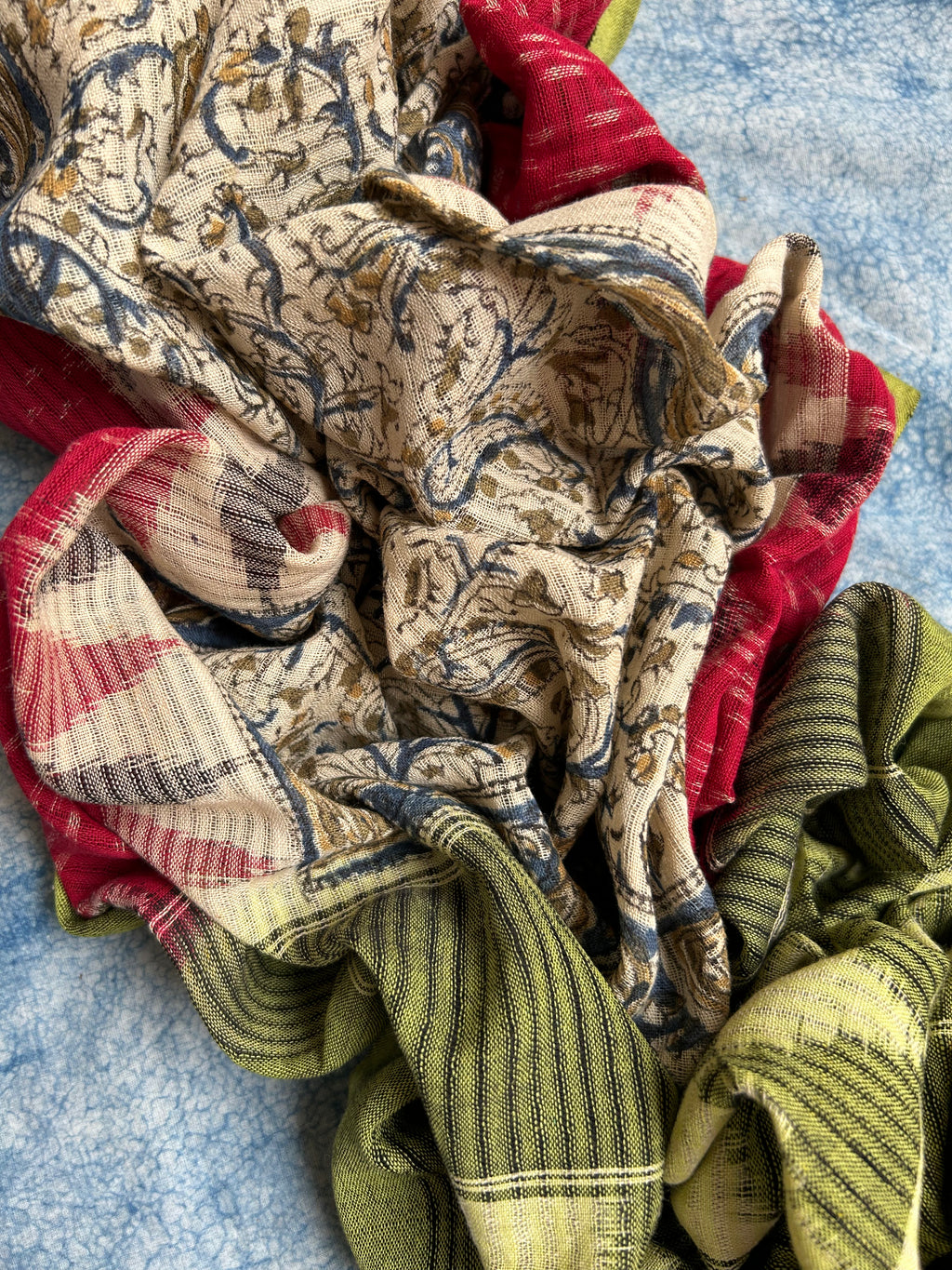 Handwoven Handcrafted Ikat Kalamkari Kurta Dupatta Set