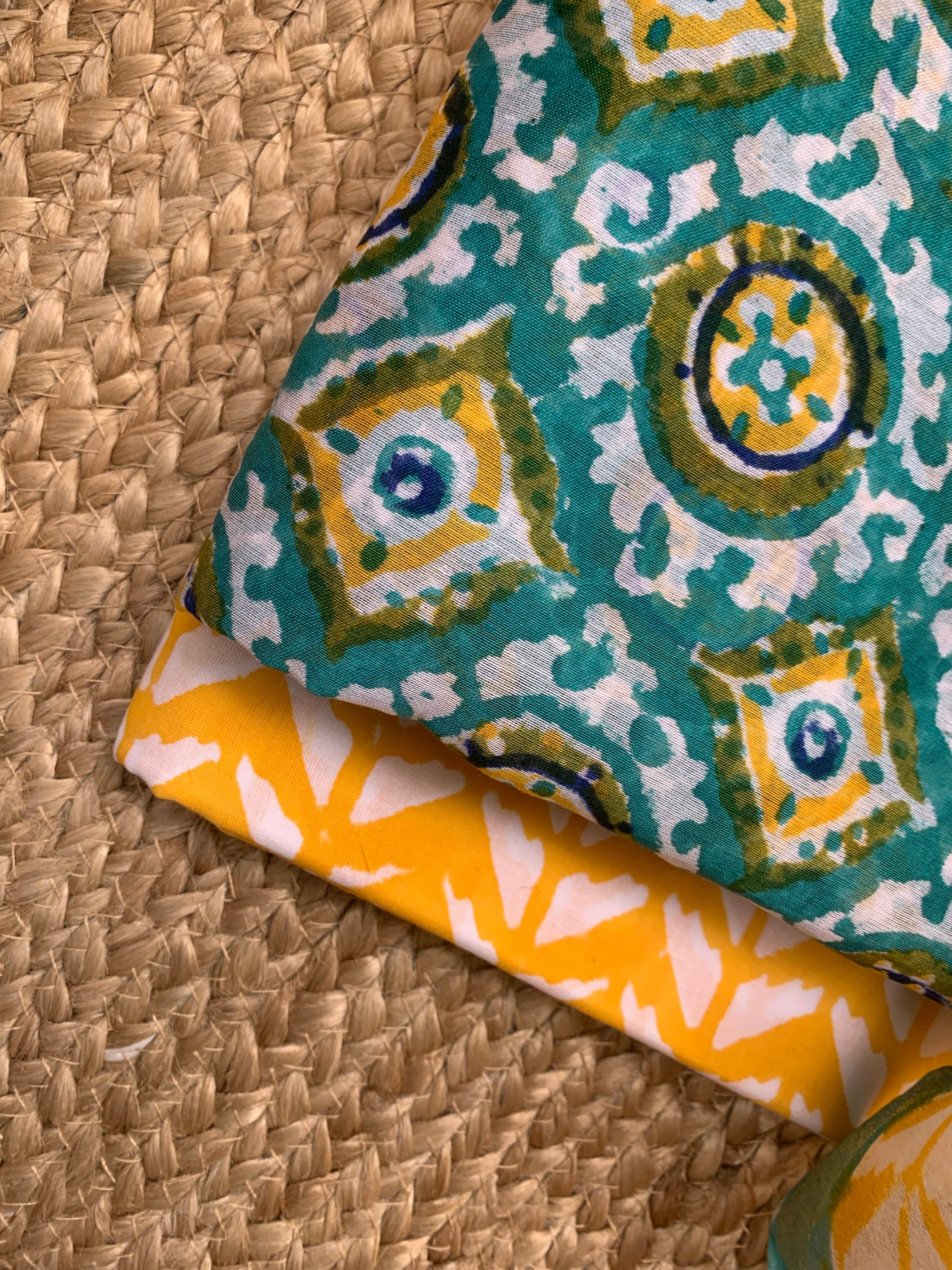 Handblock Chanderi Silk Cotton Suit