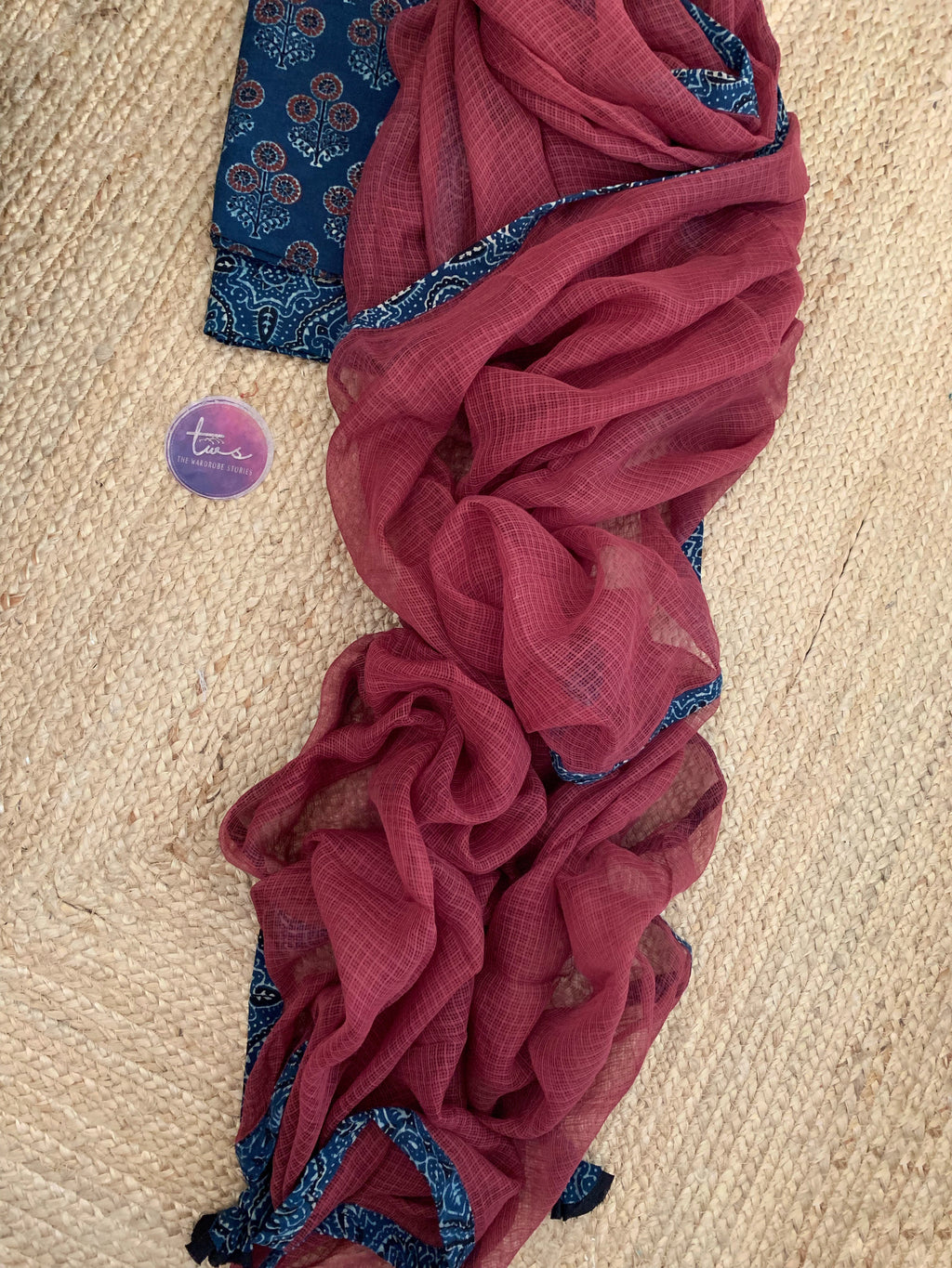 Handblock Ajrakh Cotton Kota Suit