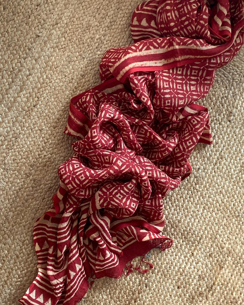 Handblock Printed Linen Dupatta