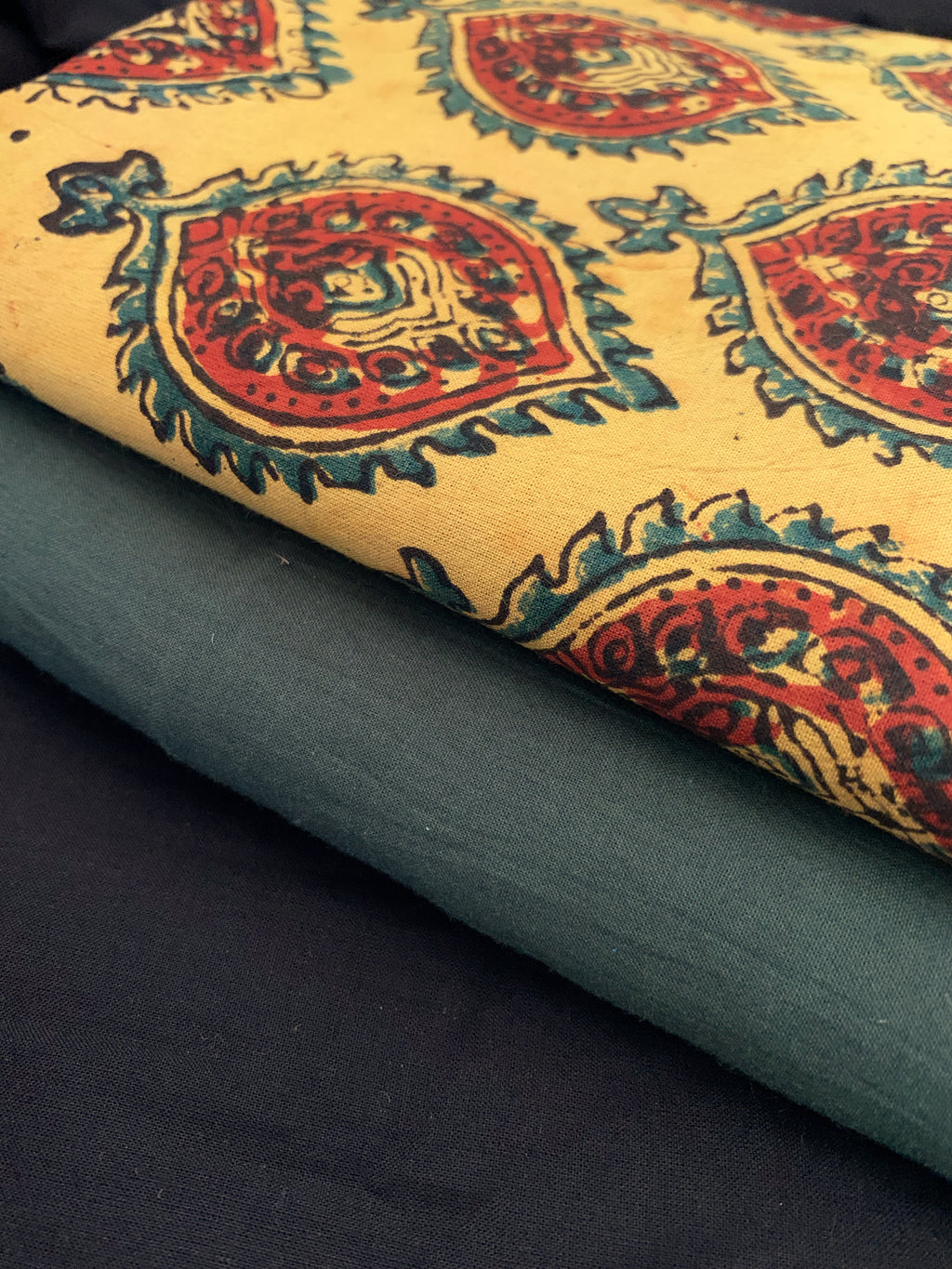 Hand Block Printed Ajrakh Natural Dyed Cotton Fabric Kurta Bottom Set