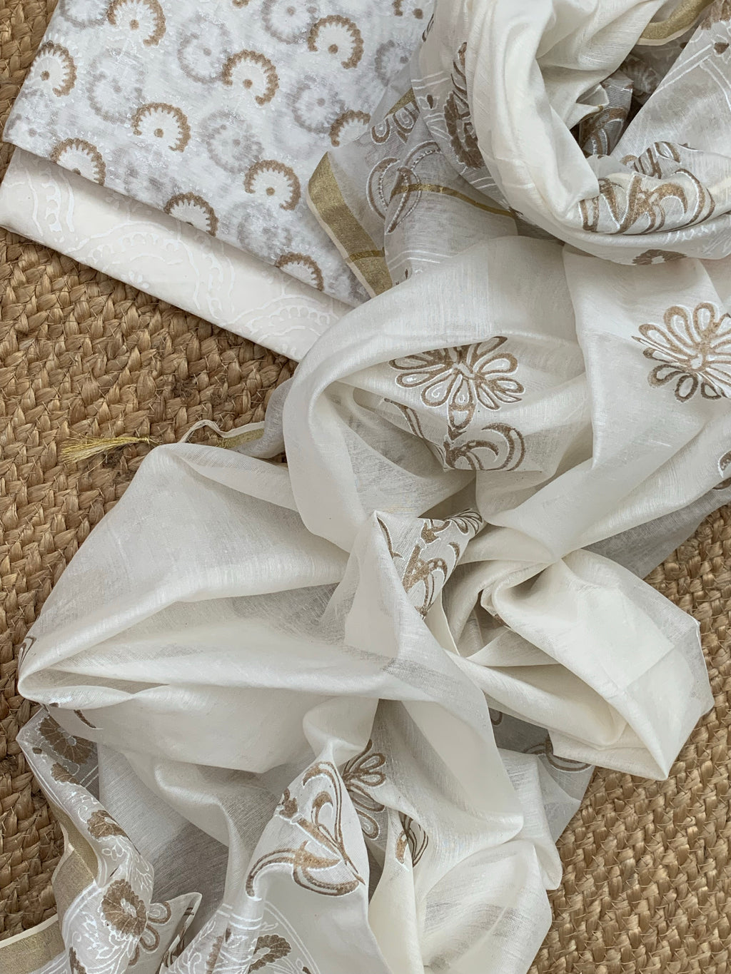 Handblock Chanderi Silk Cotton Suit