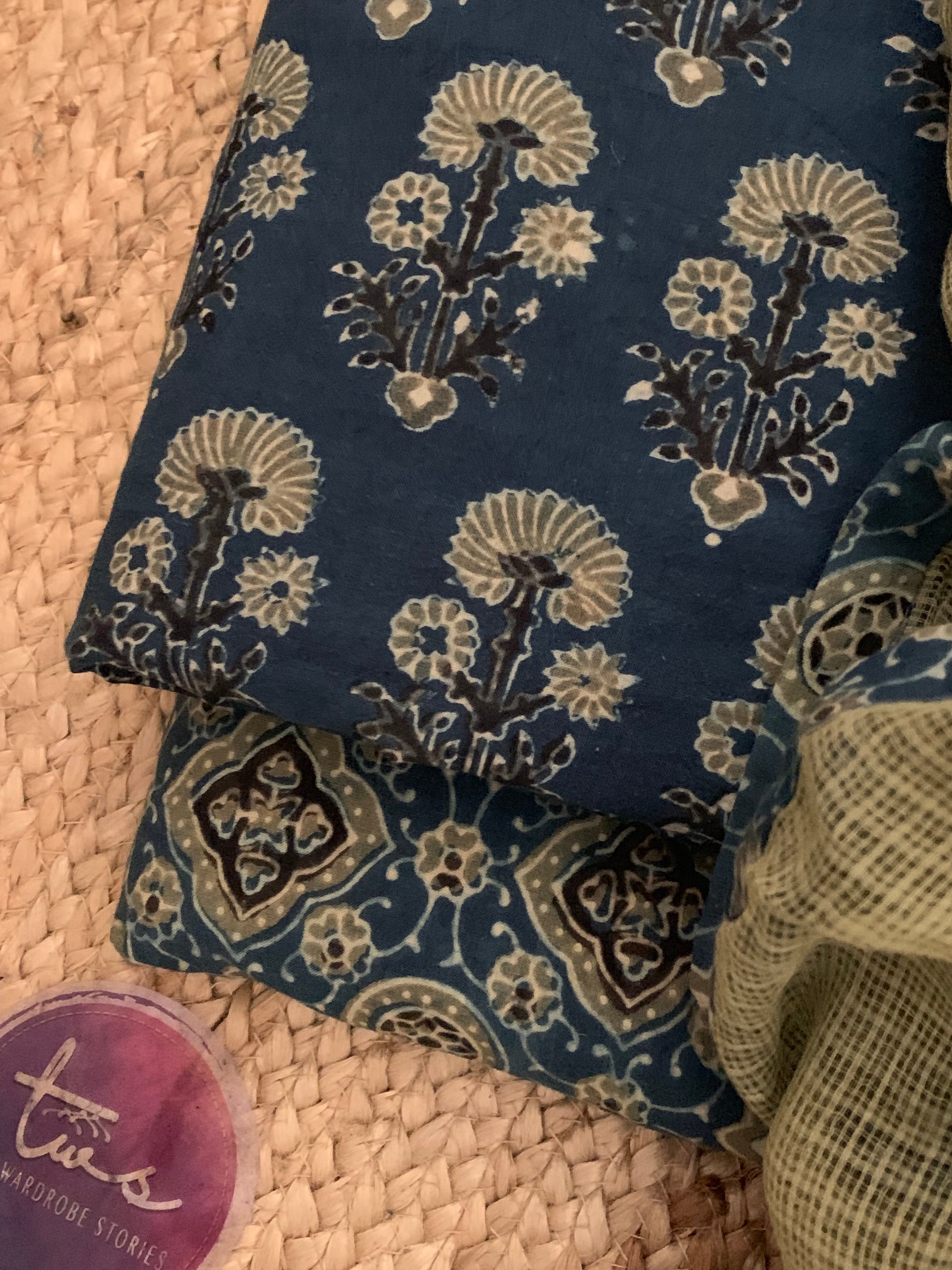 Handblock Ajrakh Cotton Kota Suit