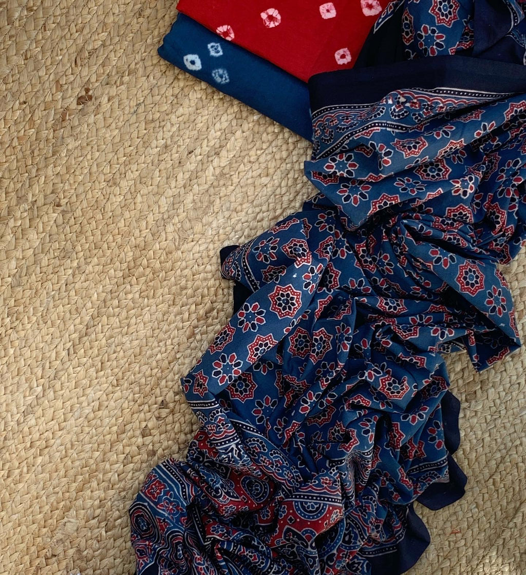 Handcrafted Bandhani Ajrakh Cotton Suit