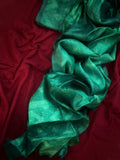 Handwoven & Handmade Tussar Shibori Kurta Dupatta Set - Green