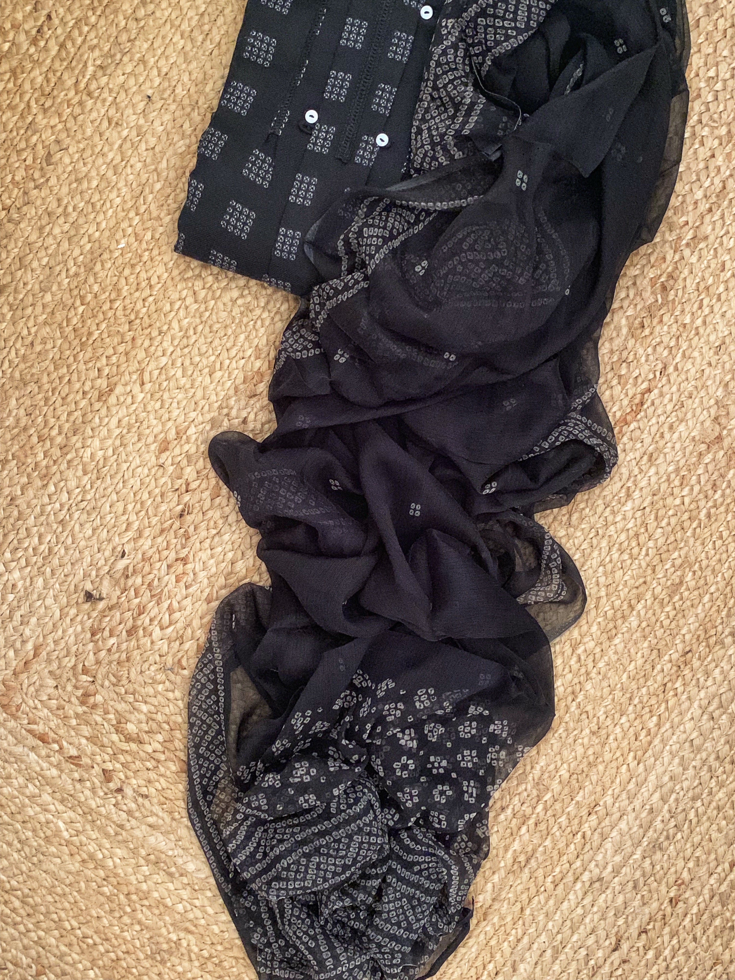 Black Wool Pashmina Suit