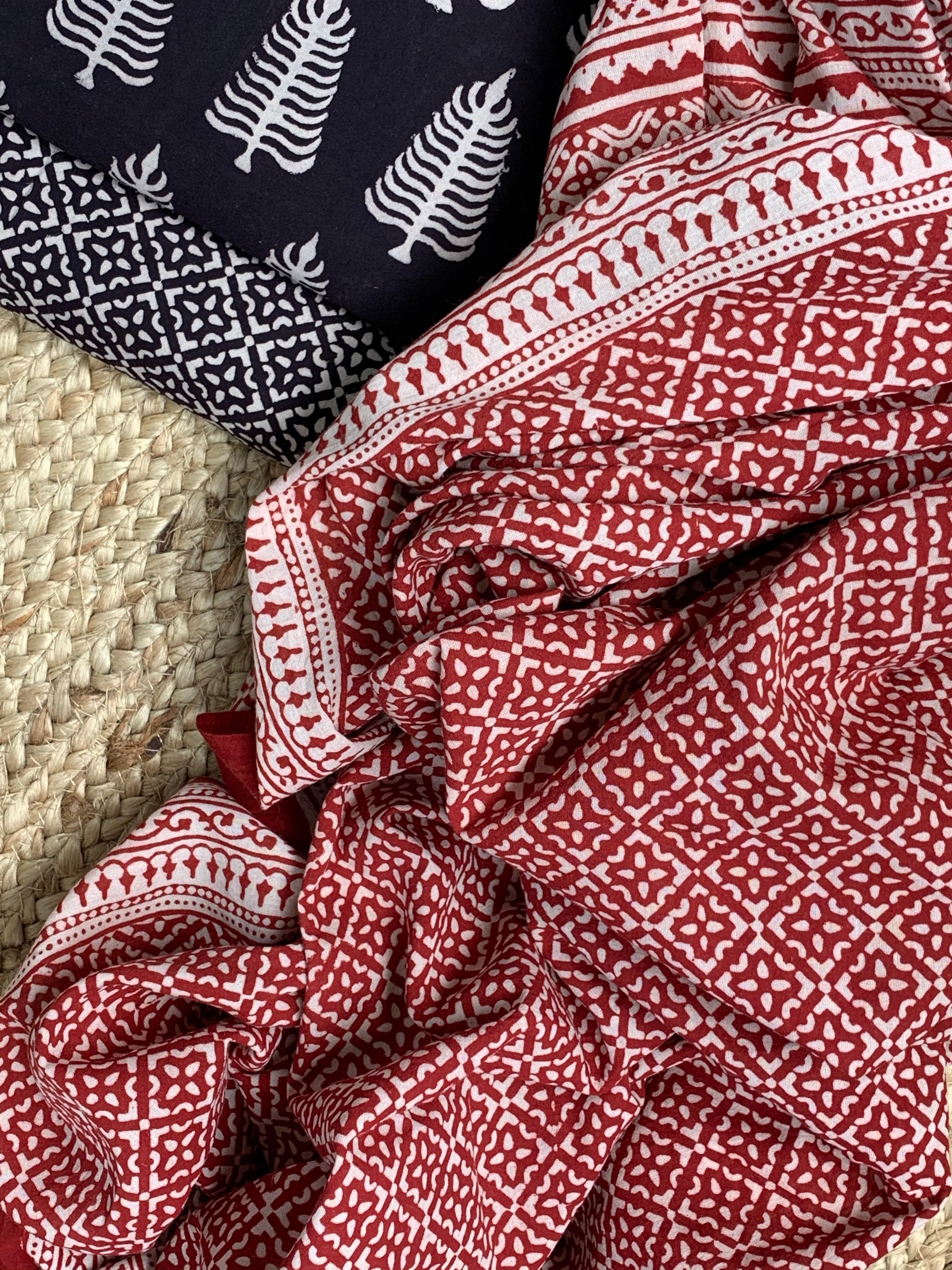 Natural Dyed Bagh Handblock Cotton Suit