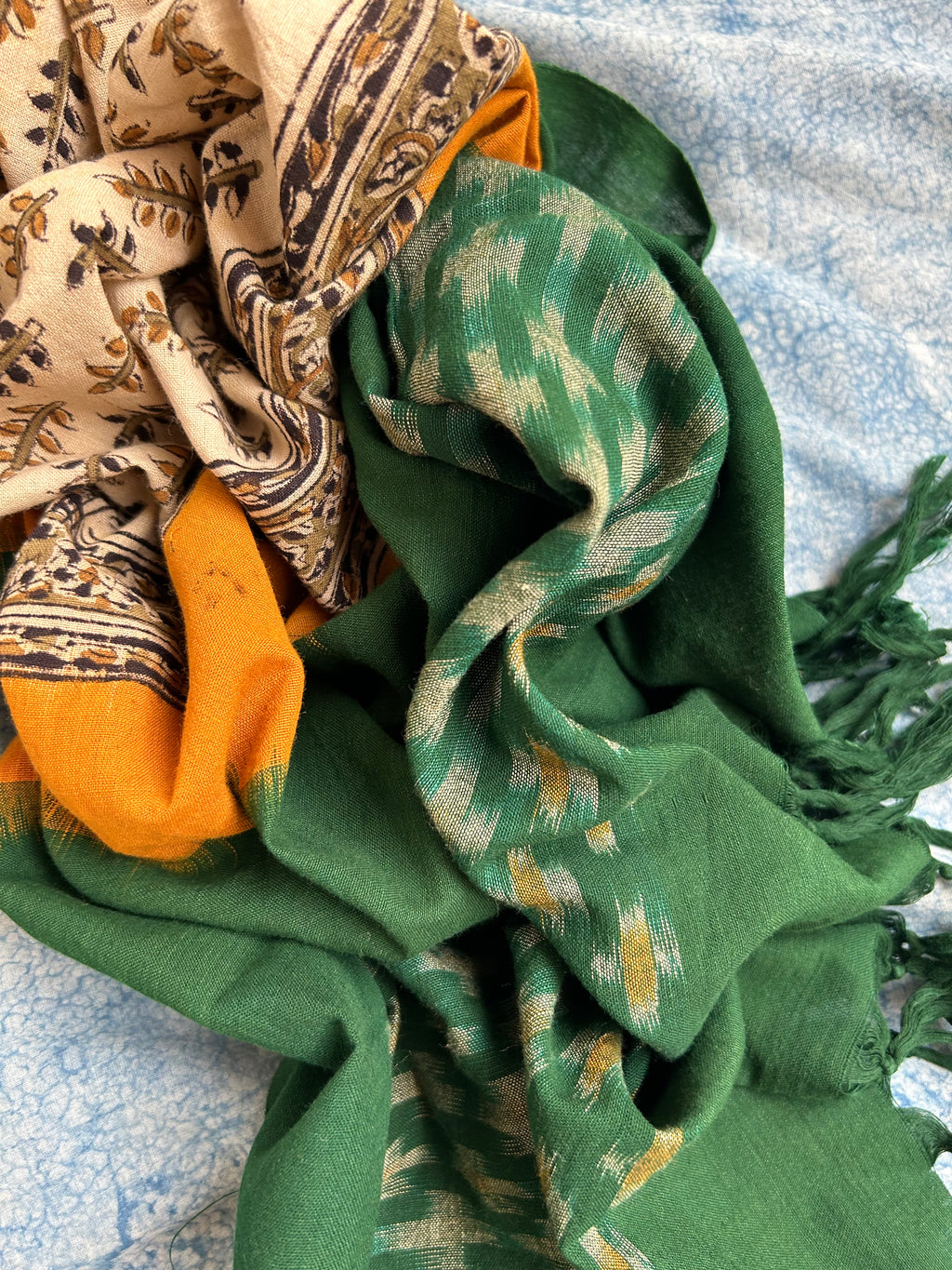 Handwoven Handcrafted Ikat Kalamkari Kurta Dupatta Set