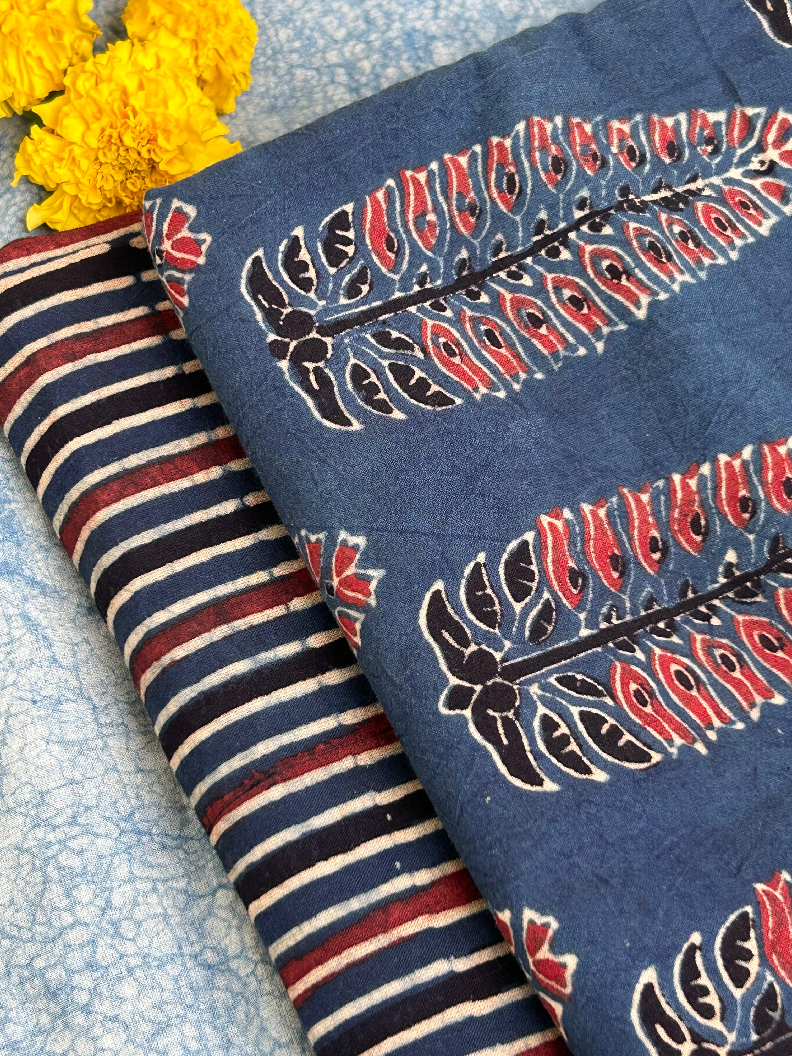 Natural Dyes Handblock Ajrakh Cotton Kurta Bottom Set