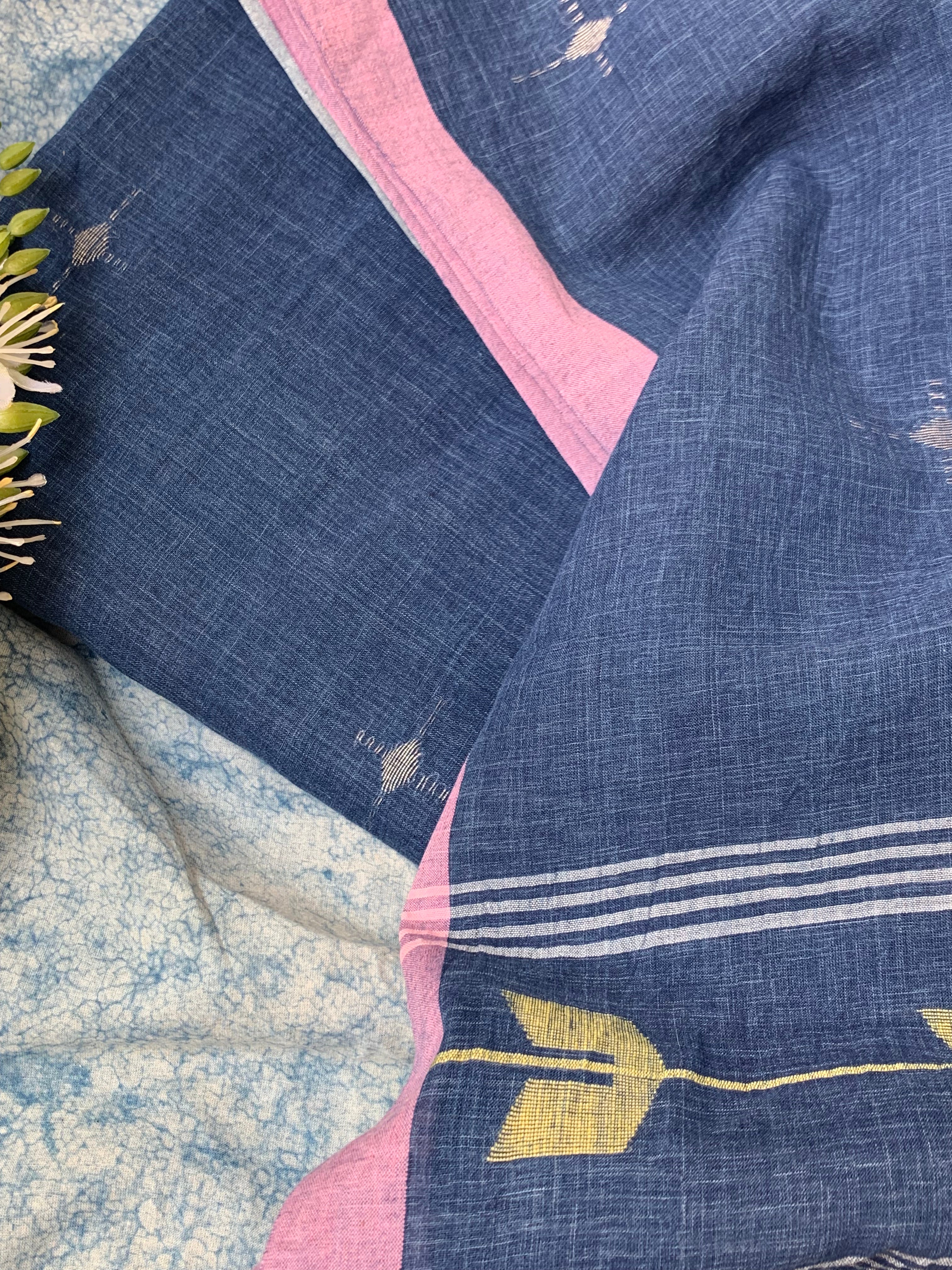 Neel Zari- Handwoven Bengal Jamdani Kurta Dupatta set
