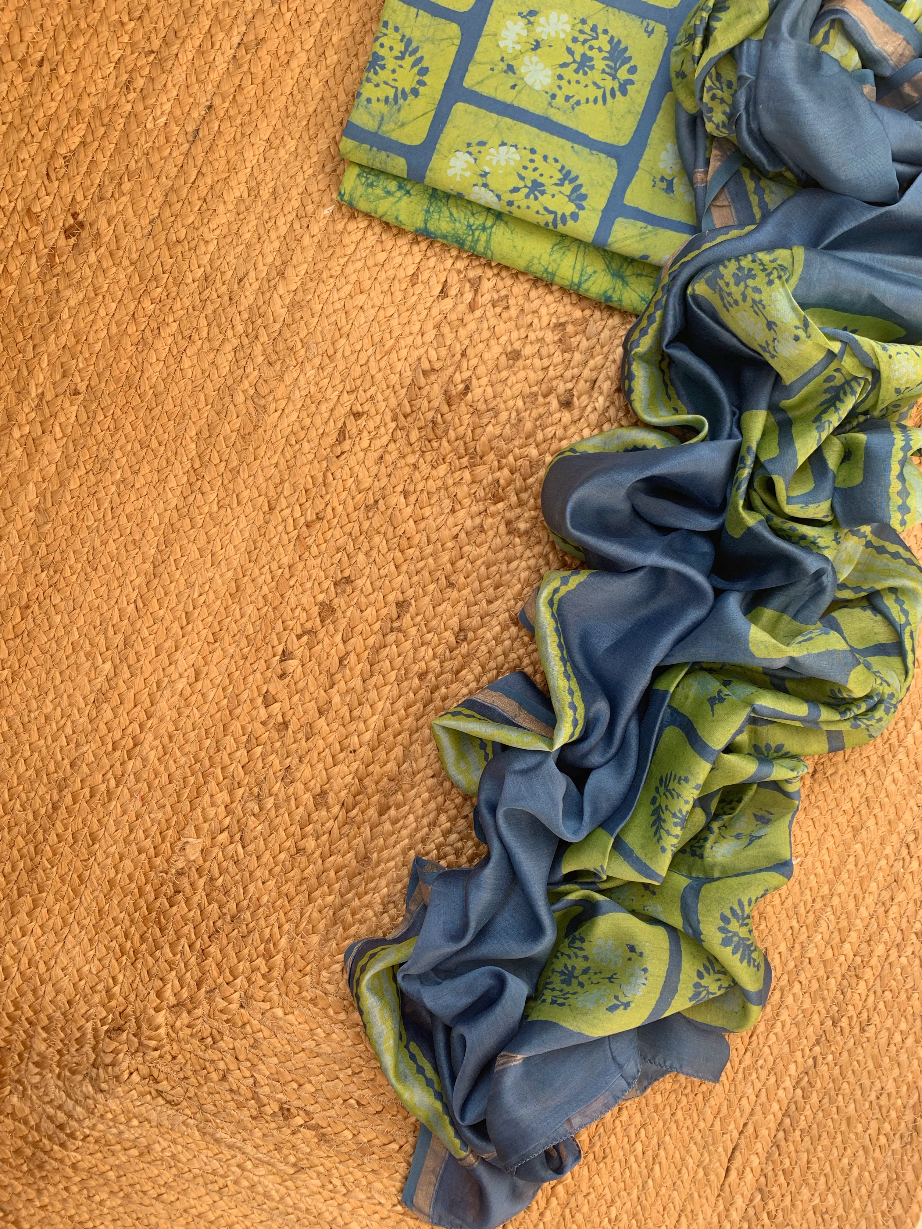 Handblock Batik Cotton Chanderi Suit
